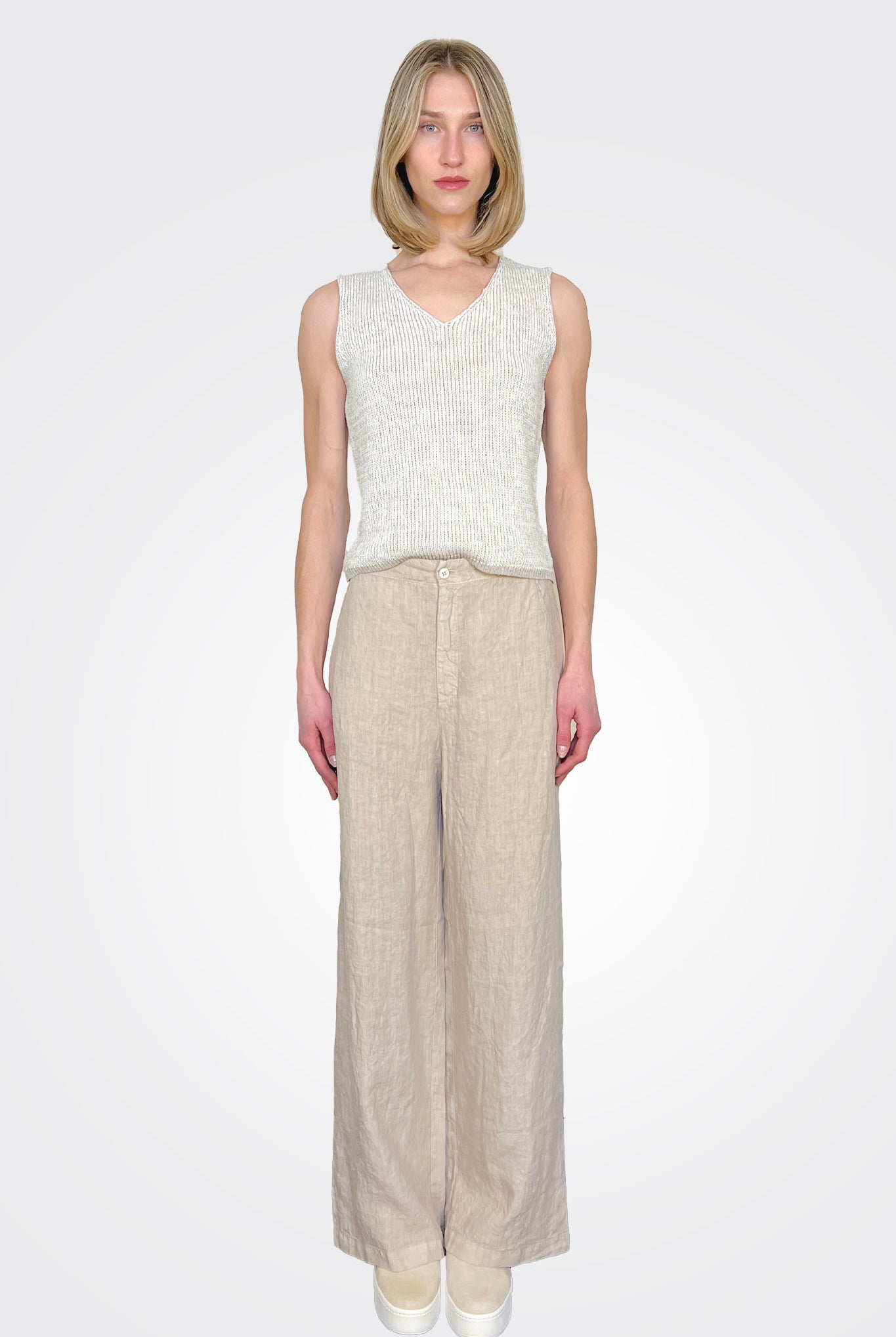 Wide Leg Linen Trousers - Sand by Transit Par-Such | 25 South Boutiques