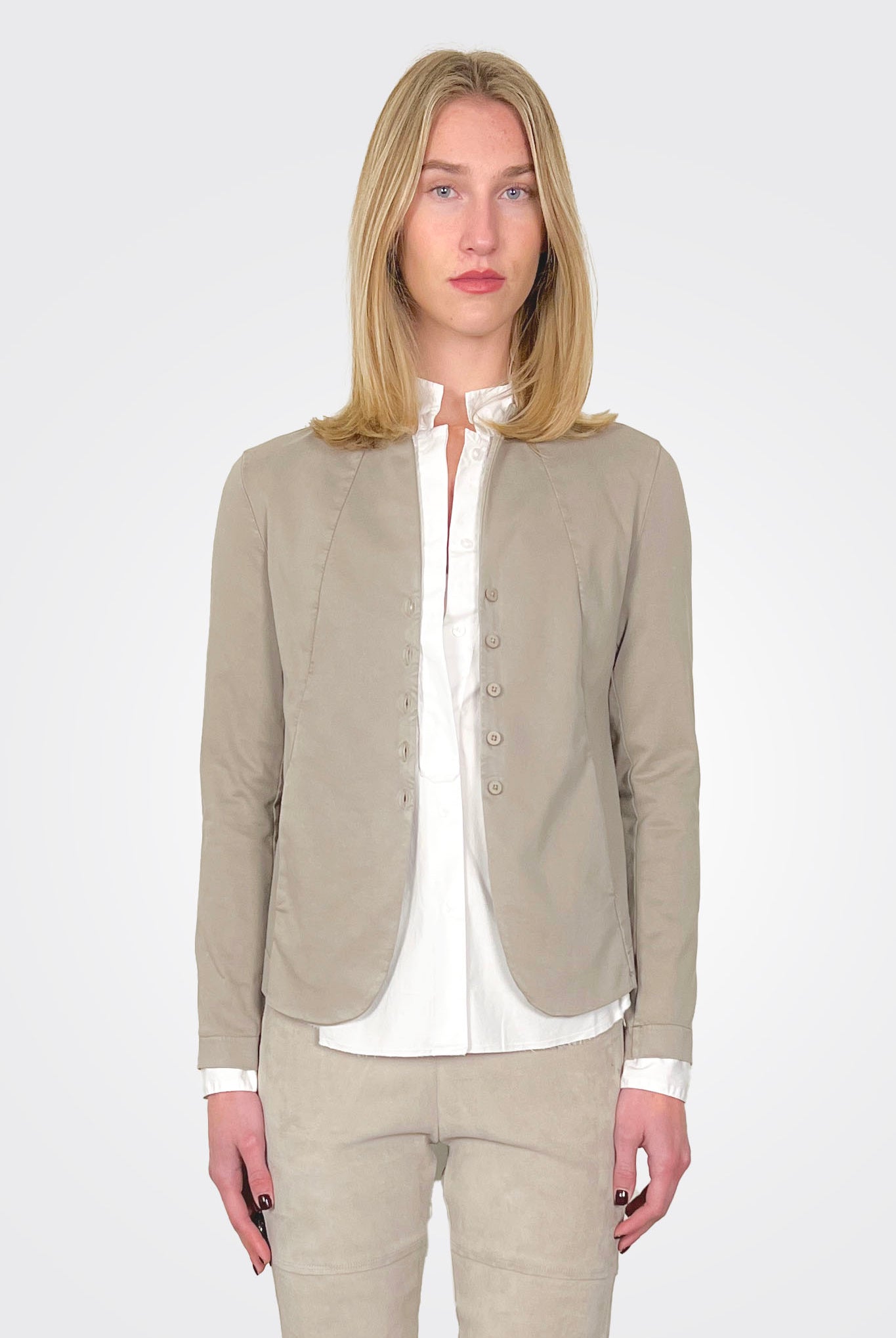 Mandarin Collar Jacket - Sand by Transit Par-Such | 25 South Boutiques