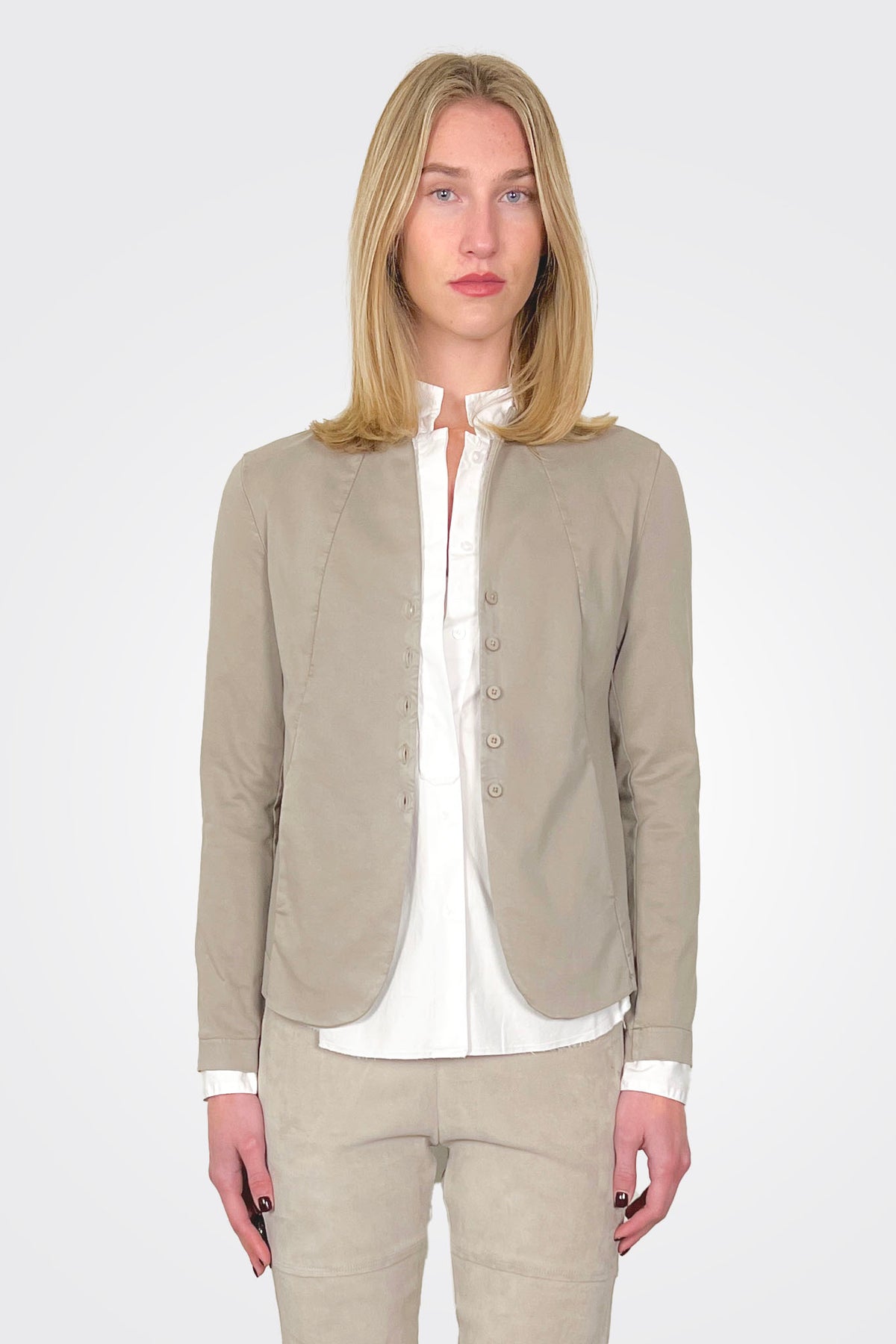 Mandarin Collar Jacket - Sand by Transit Par-Such | 25 South Boutiques