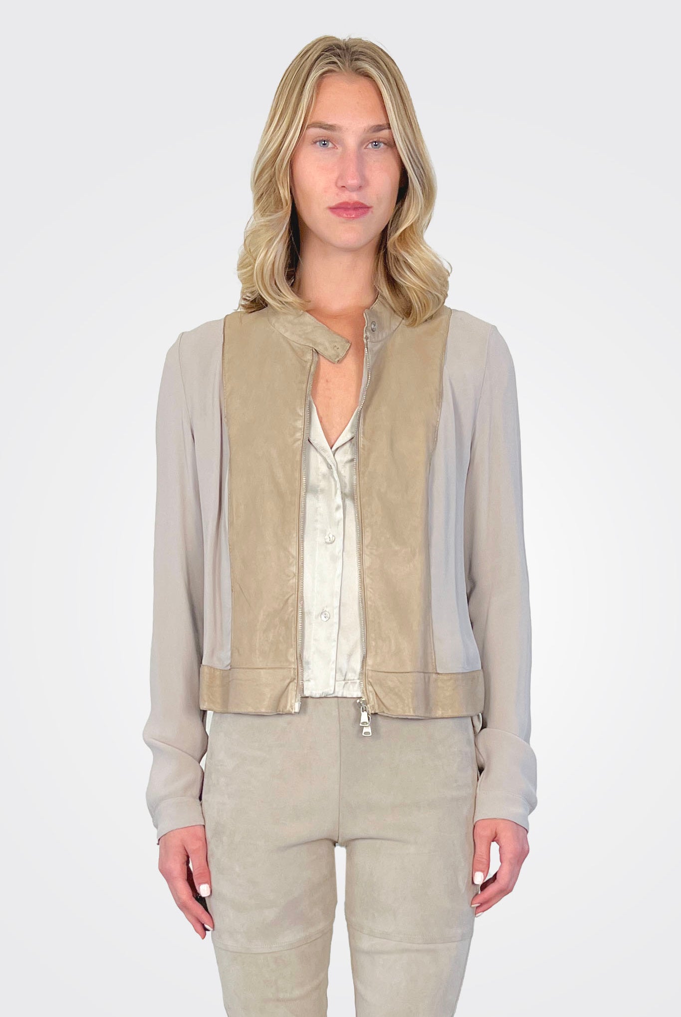 Leather Mix Media Jacket - Sand by Transit Par-Such | 25 South Boutiques