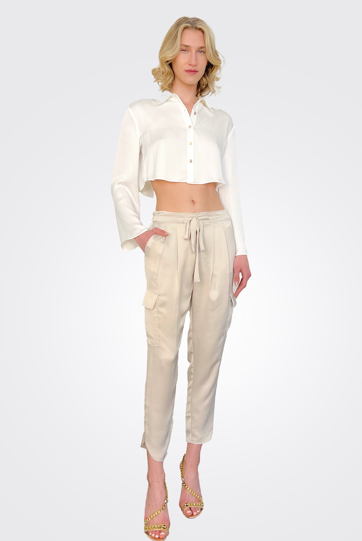 Satin Pocket Allyn Pant - Sands by Ramy Brook | 25 South Boutiques