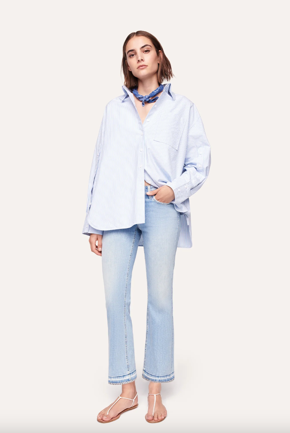 Paris Easy Kick Flared Crop Denim - Super Bleach by Cambio — alternate view