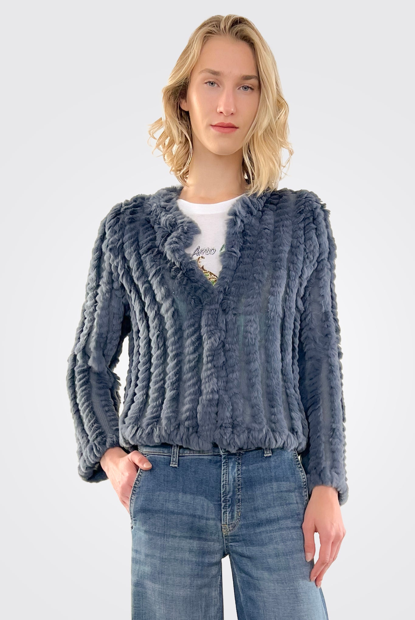 Rosa Fur Jacket - Sea by Heartloom — alternate view