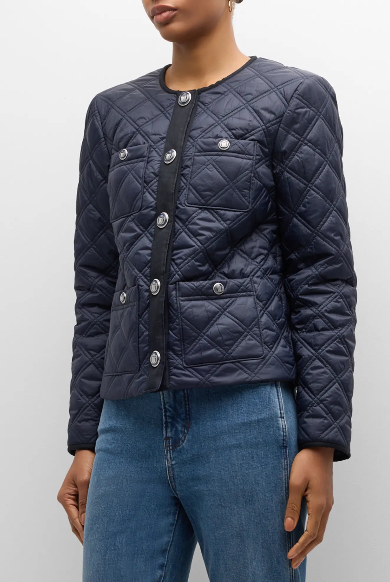 Shalia Quilted Jacket - Navy by Veronica Beard | 25 South Boutiques