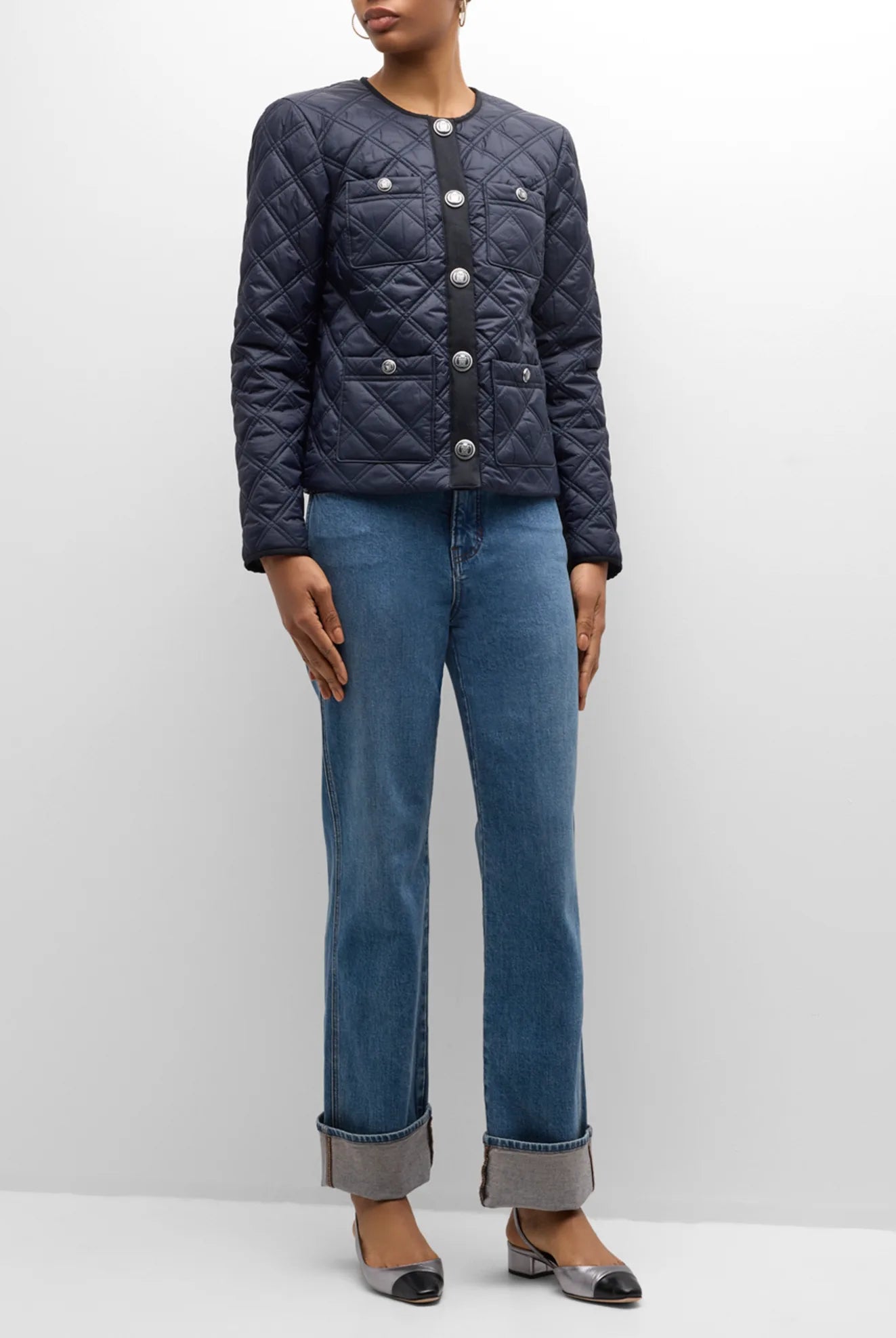 Shalia Quilted Jacket - Navy by Veronica Beard — view 4