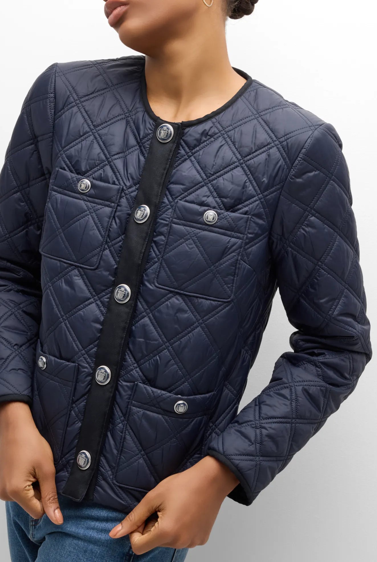 Shalia Quilted Jacket - Navy by Veronica Beard — alternate view