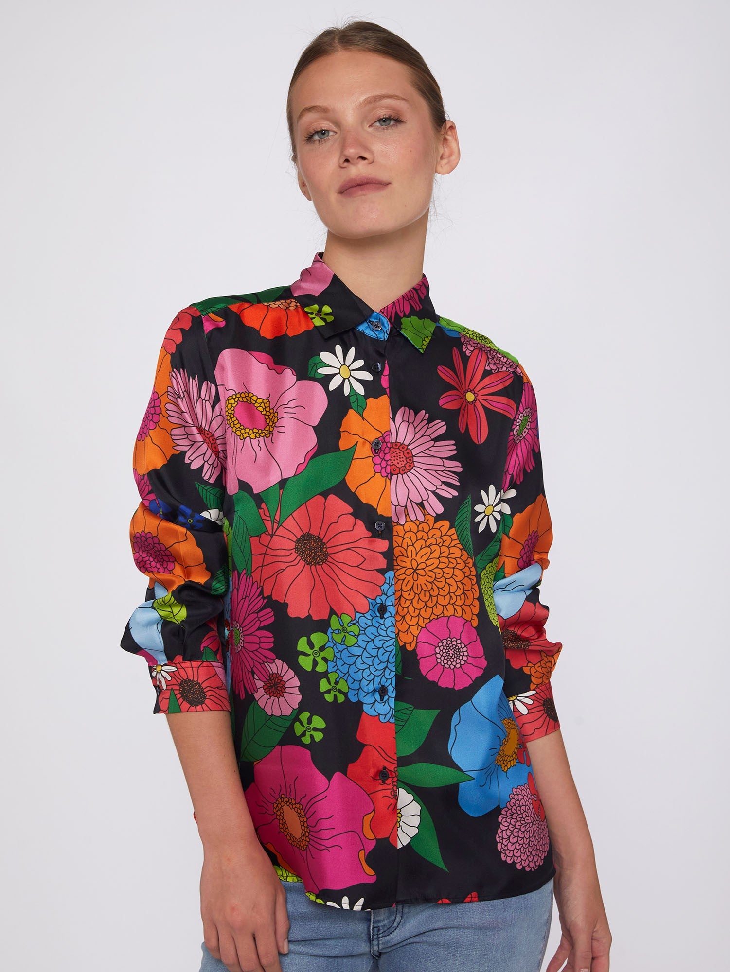 Irina Silk Shirt - Maxi Flower by Vilagallo | 25 South Boutiques