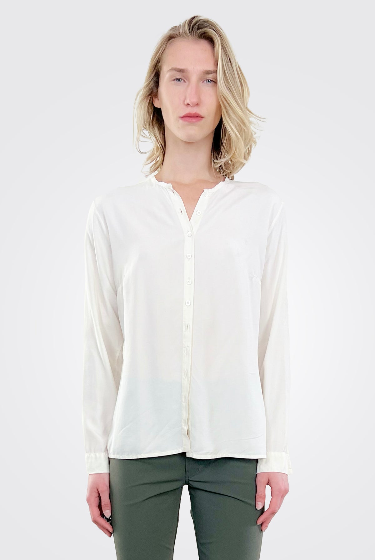 Silk Button Down Blouse - White by Private 0204 — alternate view