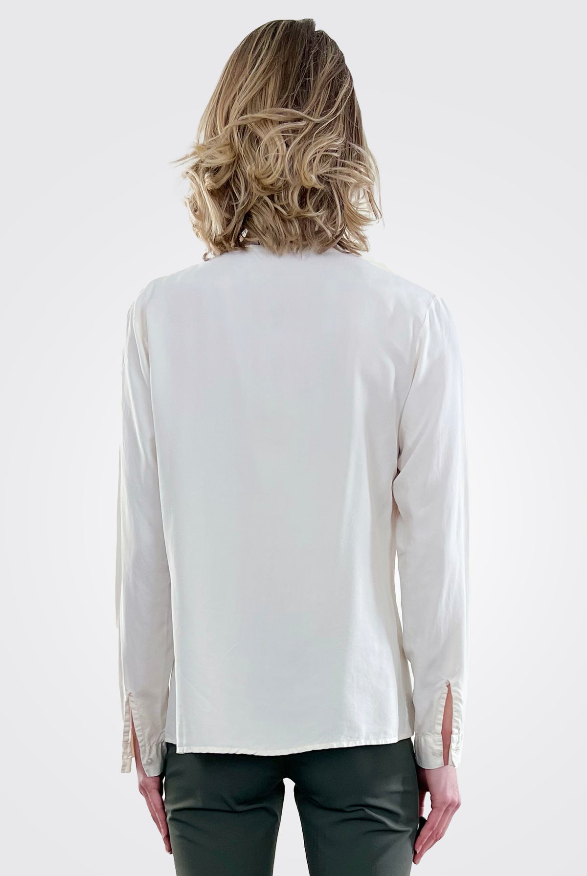 Silk Button Down Blouse - White by Private 0204 — view 3