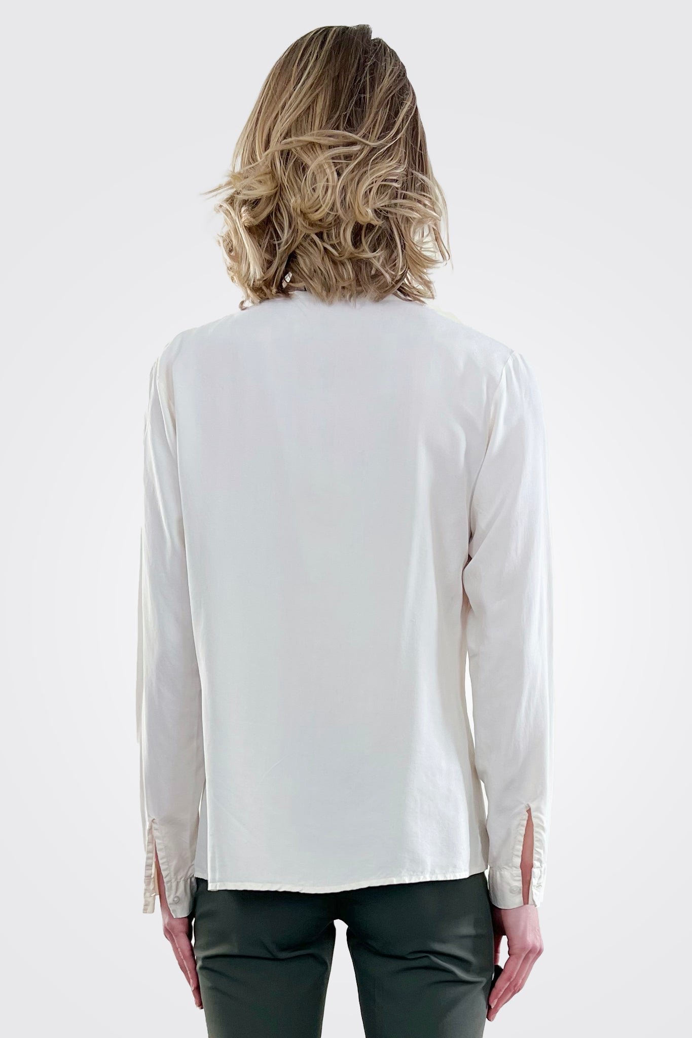 Silk Button Down Blouse - White by Private 0204 — view 3