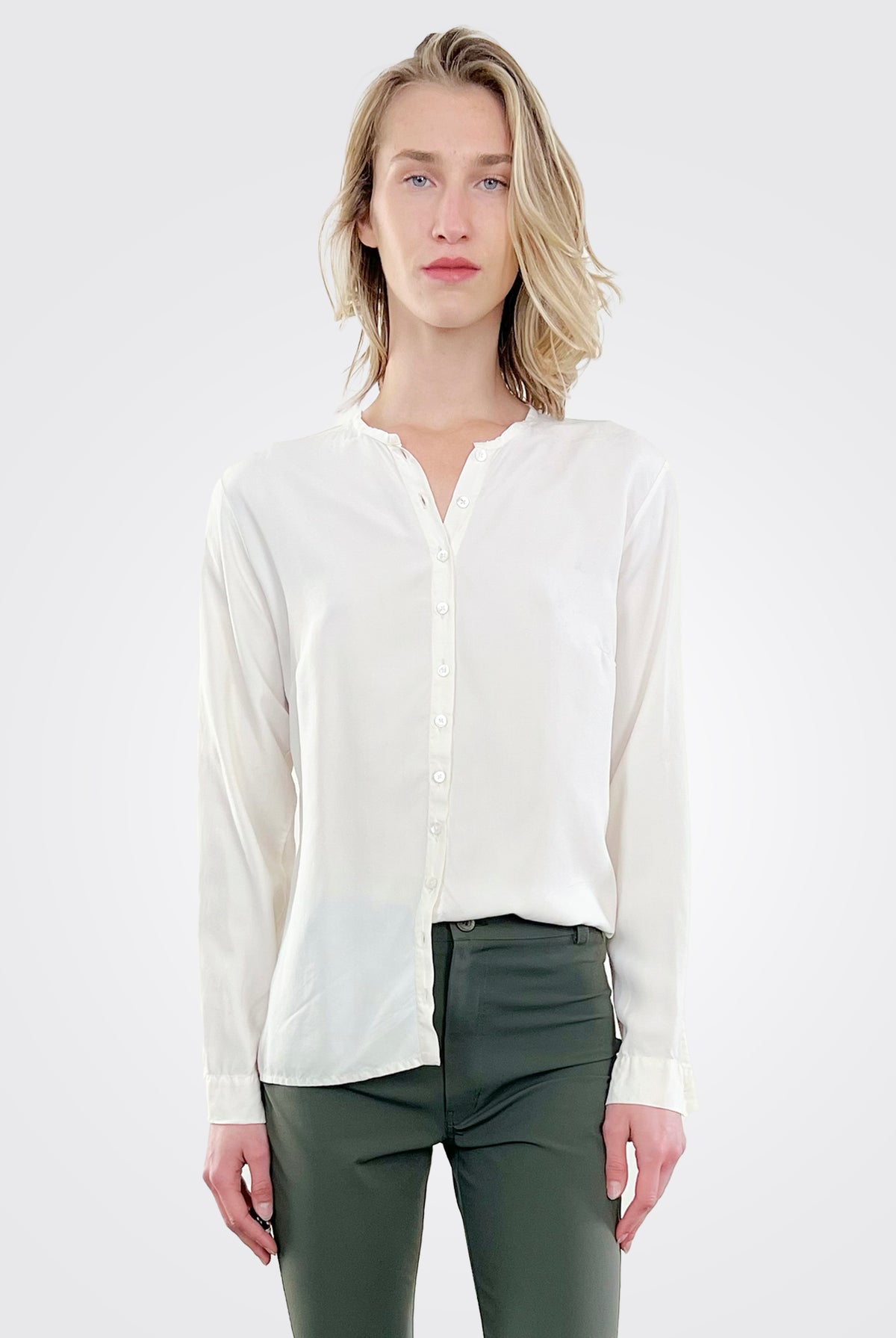 Silk Button Down Blouse - White by Private 0204 | 25 South Boutiques