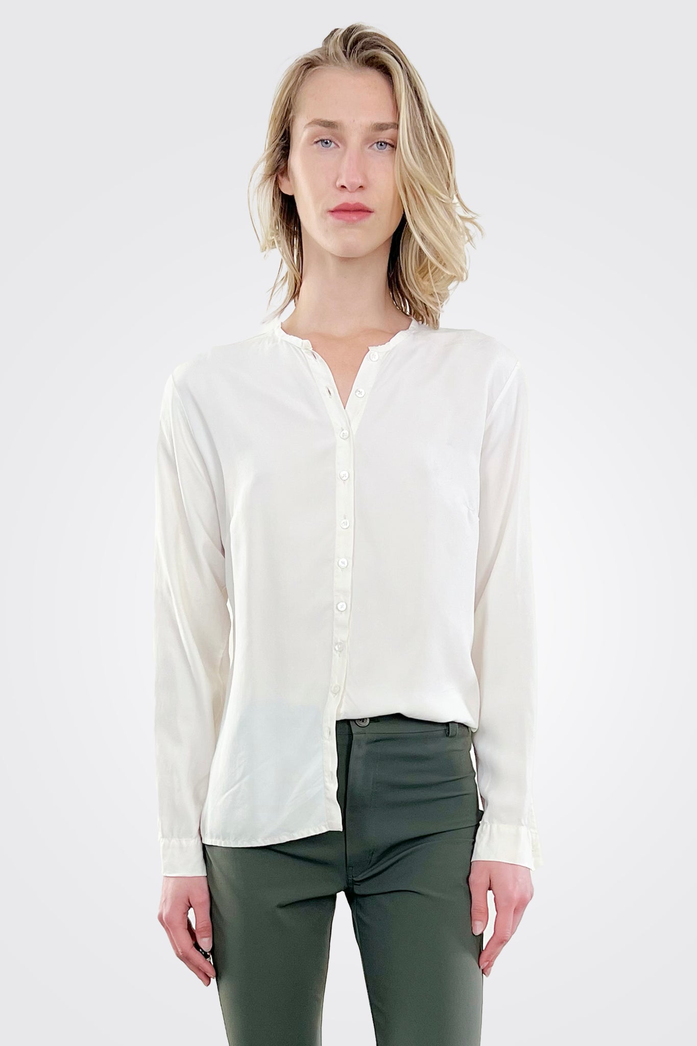 Silk Button Down Blouse - White by Private 0204 | 25 South Boutiques