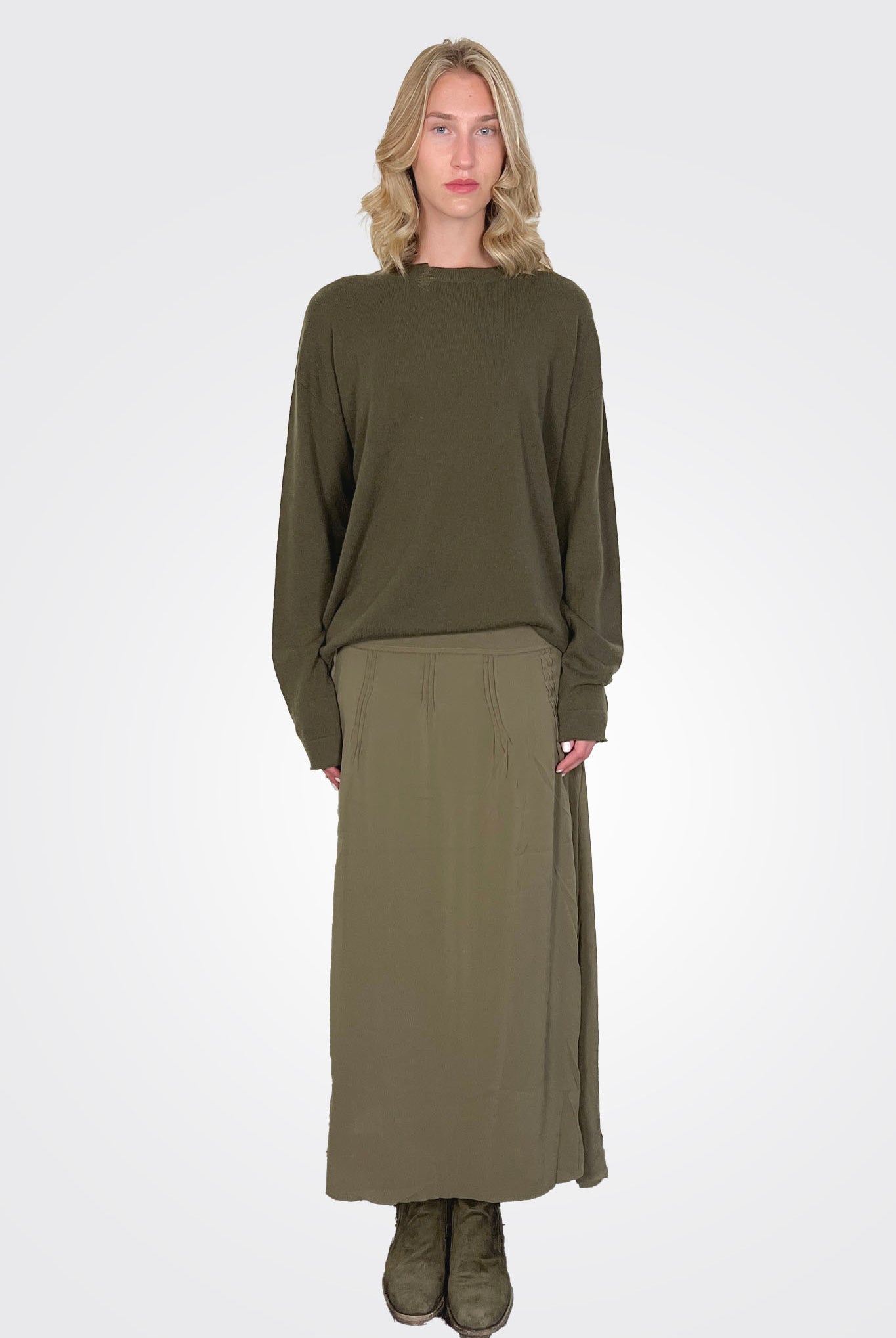 Silk Georgette Pin Tuck Skirt - Pine by Kristensen | 25 South Boutiques