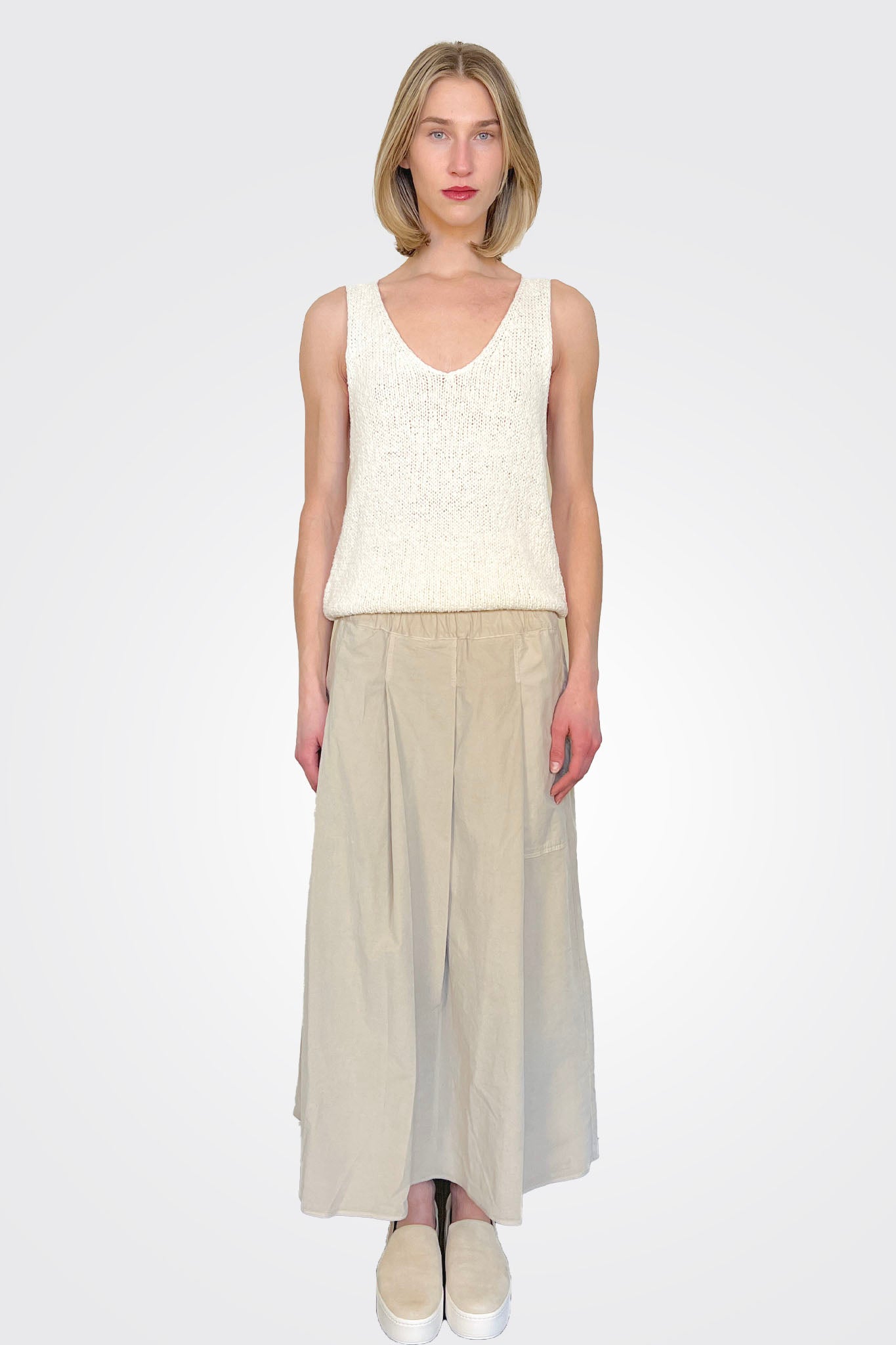 Knit V Neck Tank - Natural by Kristensen — alternate view