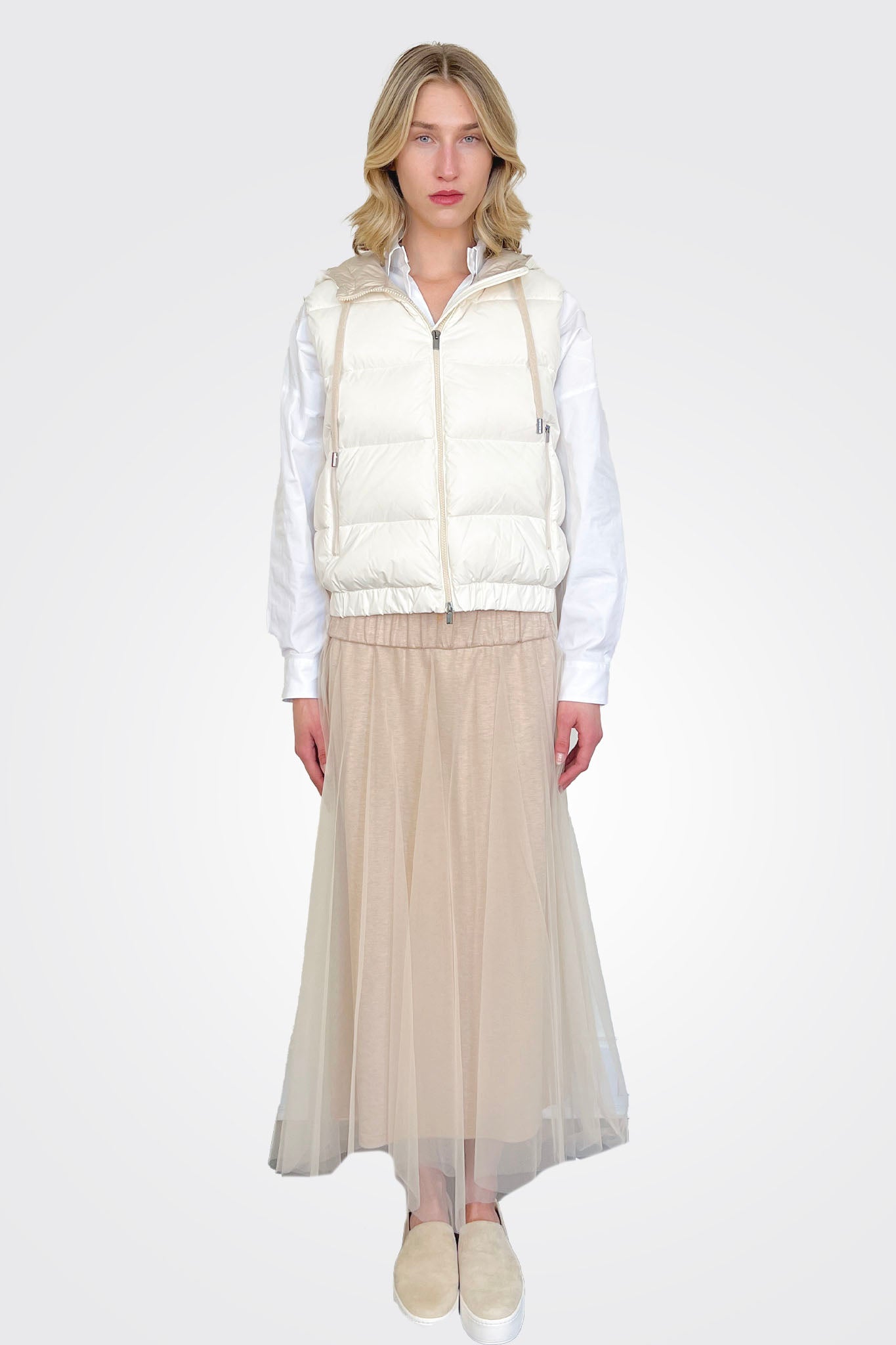 Tulle Skirt- Taupe by Peserico | 25 South Boutiques