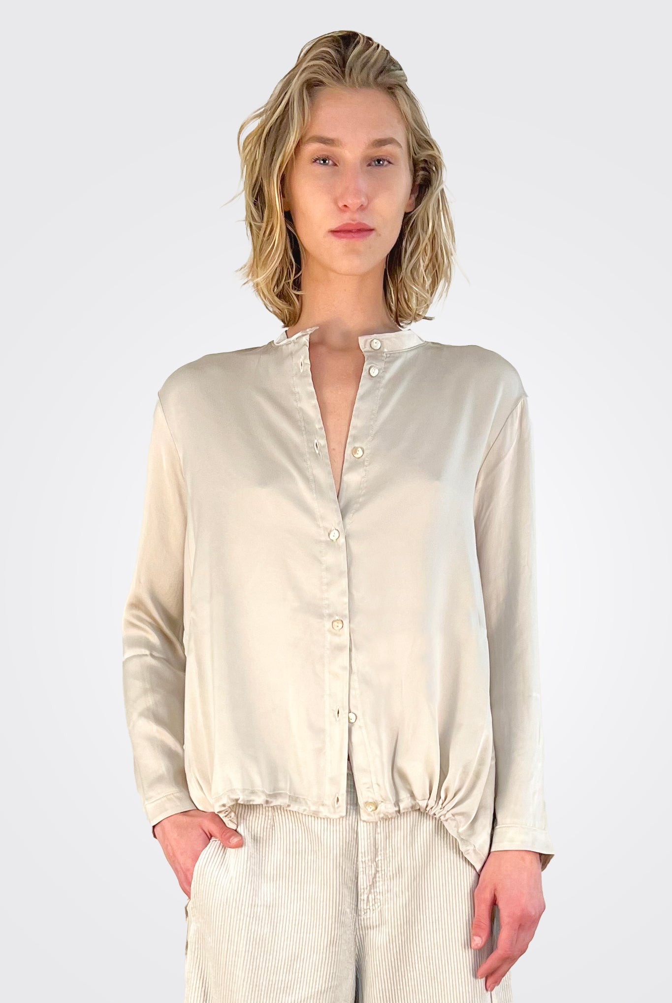 Button Down Tie Shirt - Sand by Transit Par-Such | 25 South Boutiques