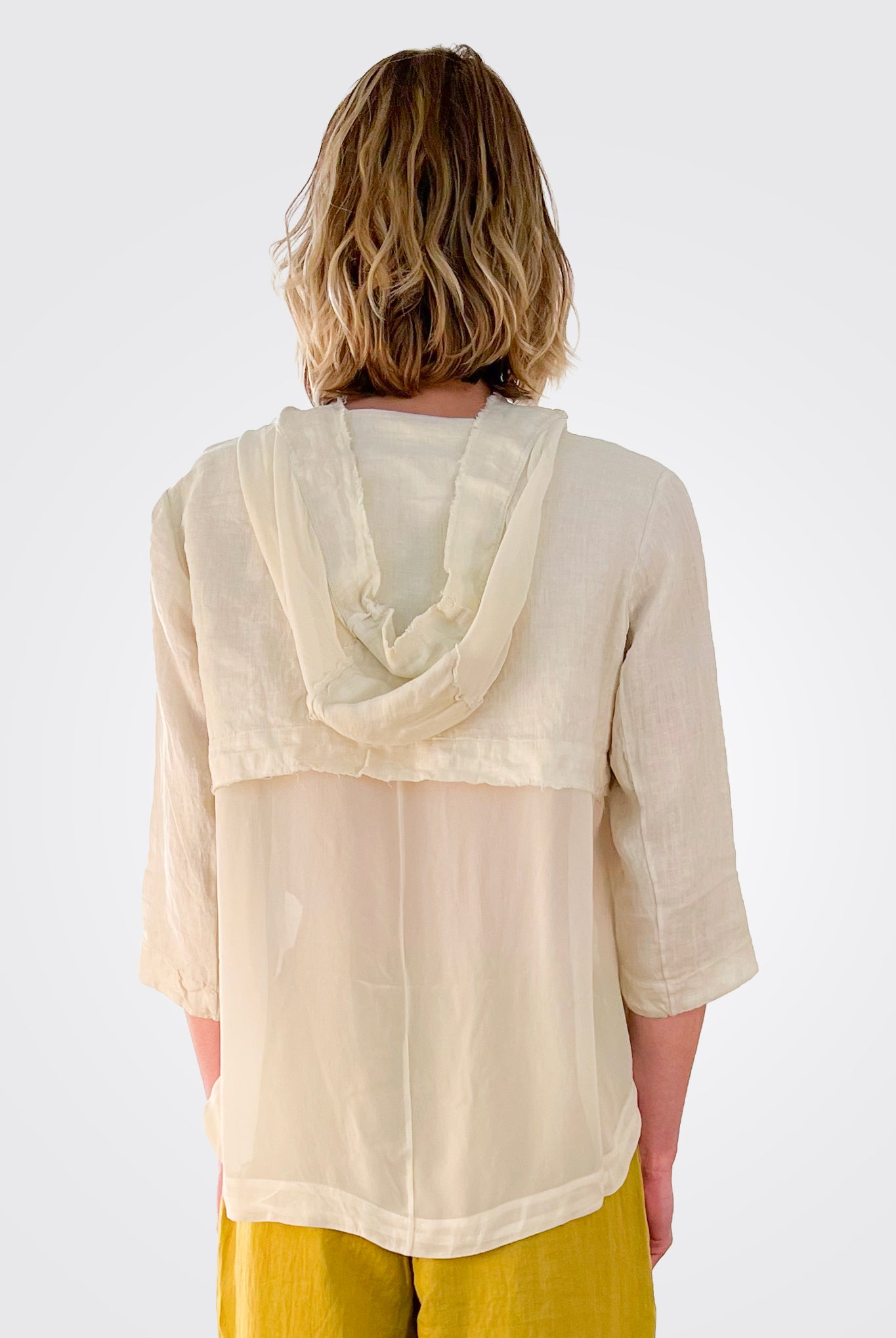 Zipped Hooded Linen Jacket - Sand by Transit Par-Such — view 3