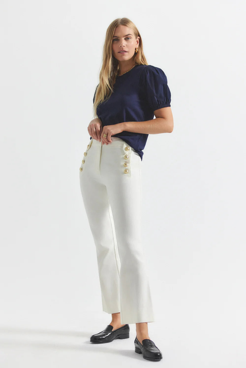 Robertson Crop Flare Trousers - Soft White by Derek Lam | 25 South Boutiques