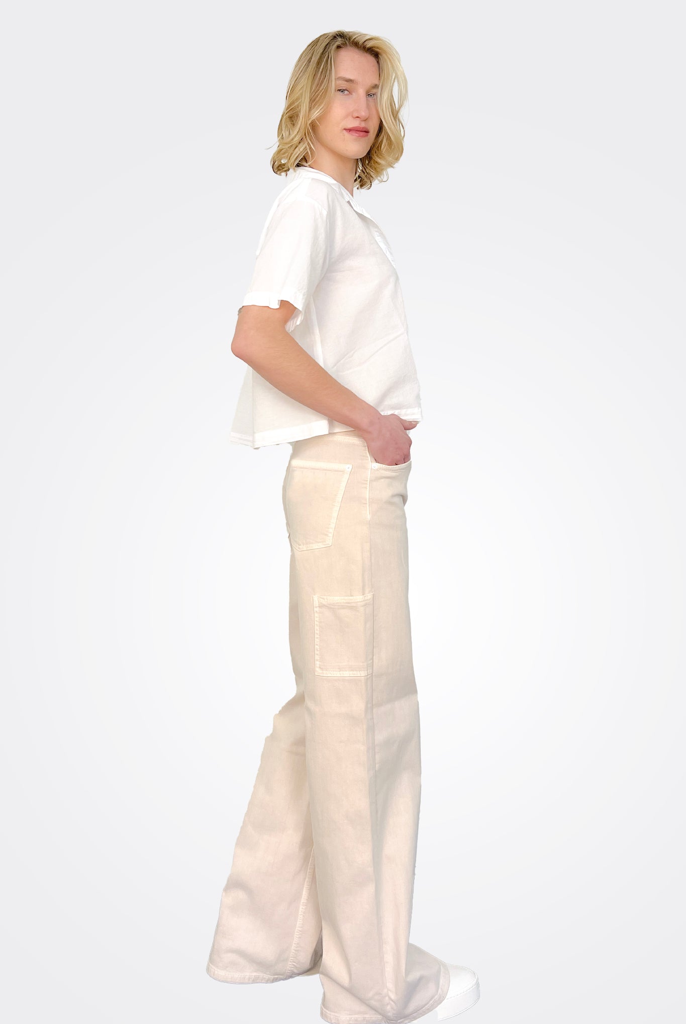 Alia Wide Leg Jean - Stone by Cambio — view 3