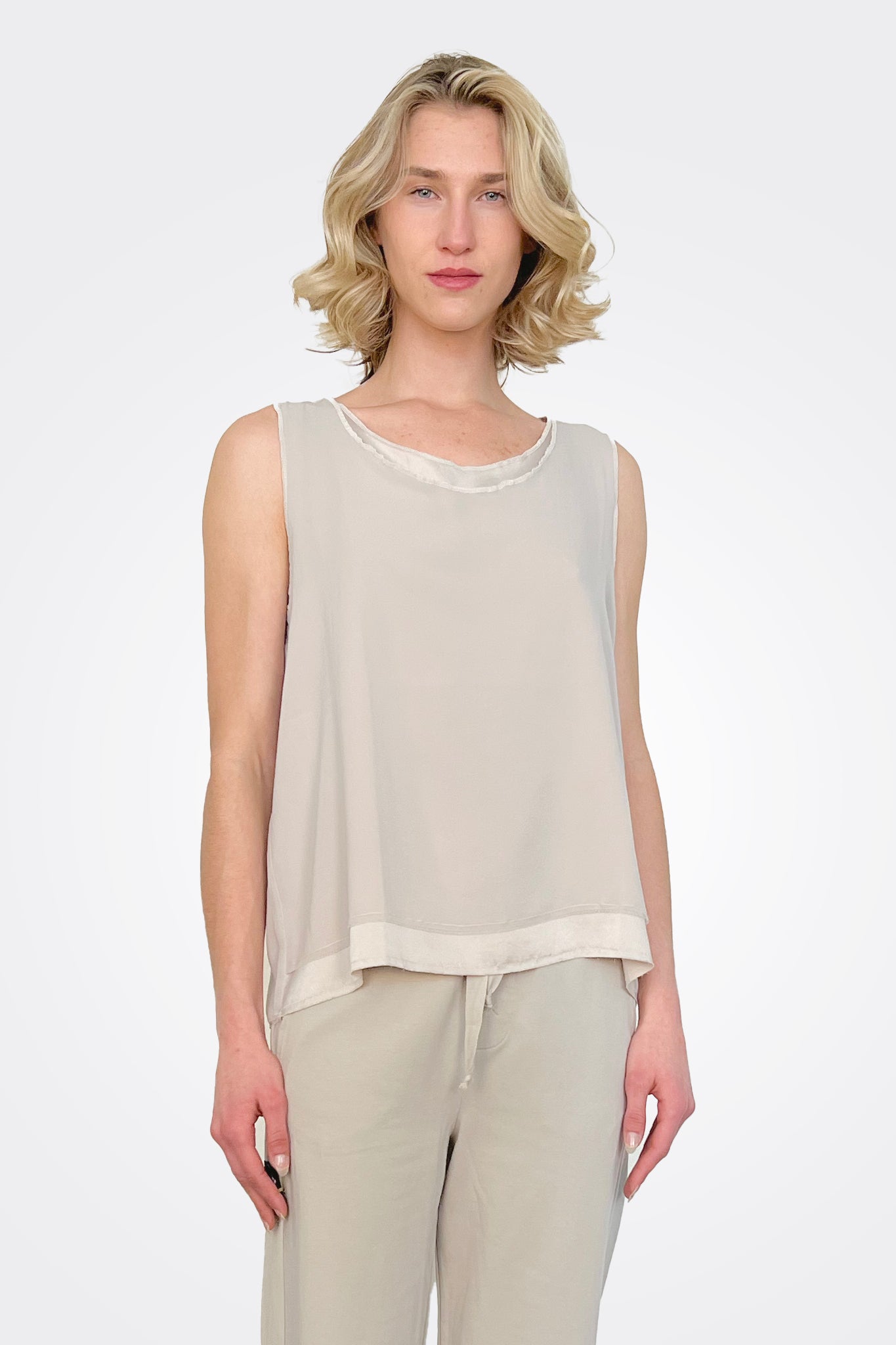 Silk Georgette Top - Stone by Kristensen | 25 South Boutiques