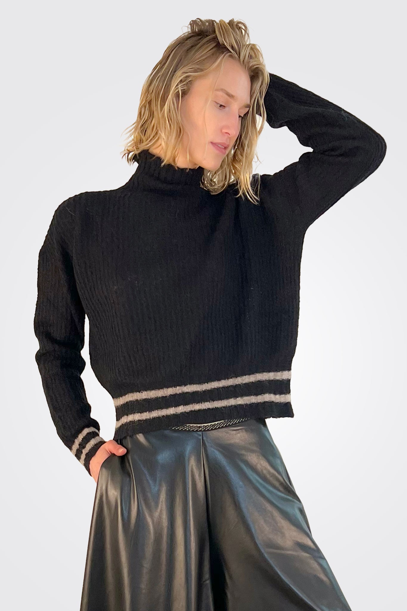 Banded Sweater - Nero by Malloni — alternate view