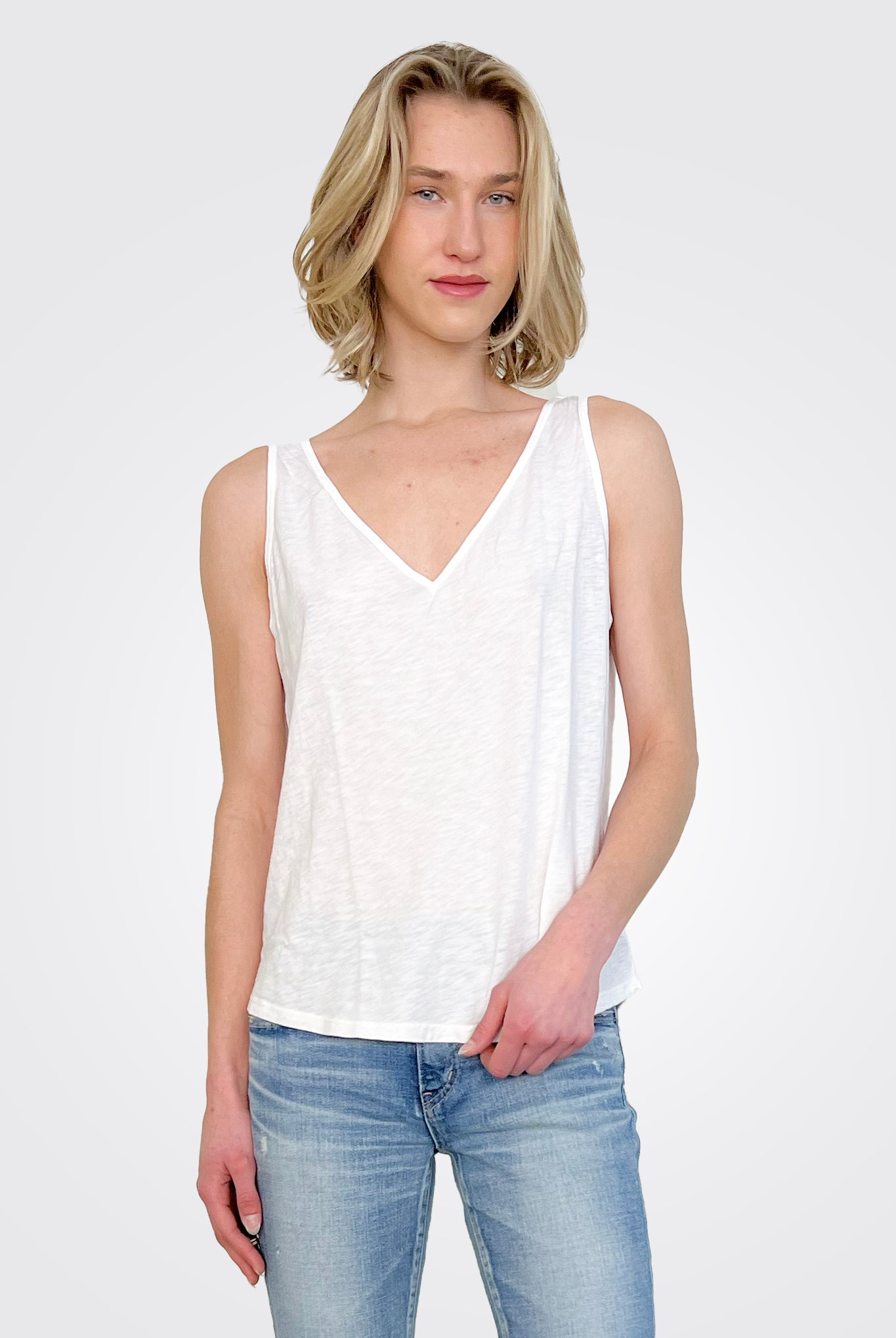 Scarlett V Tank - White by Michael Stars | 25 South Boutiques