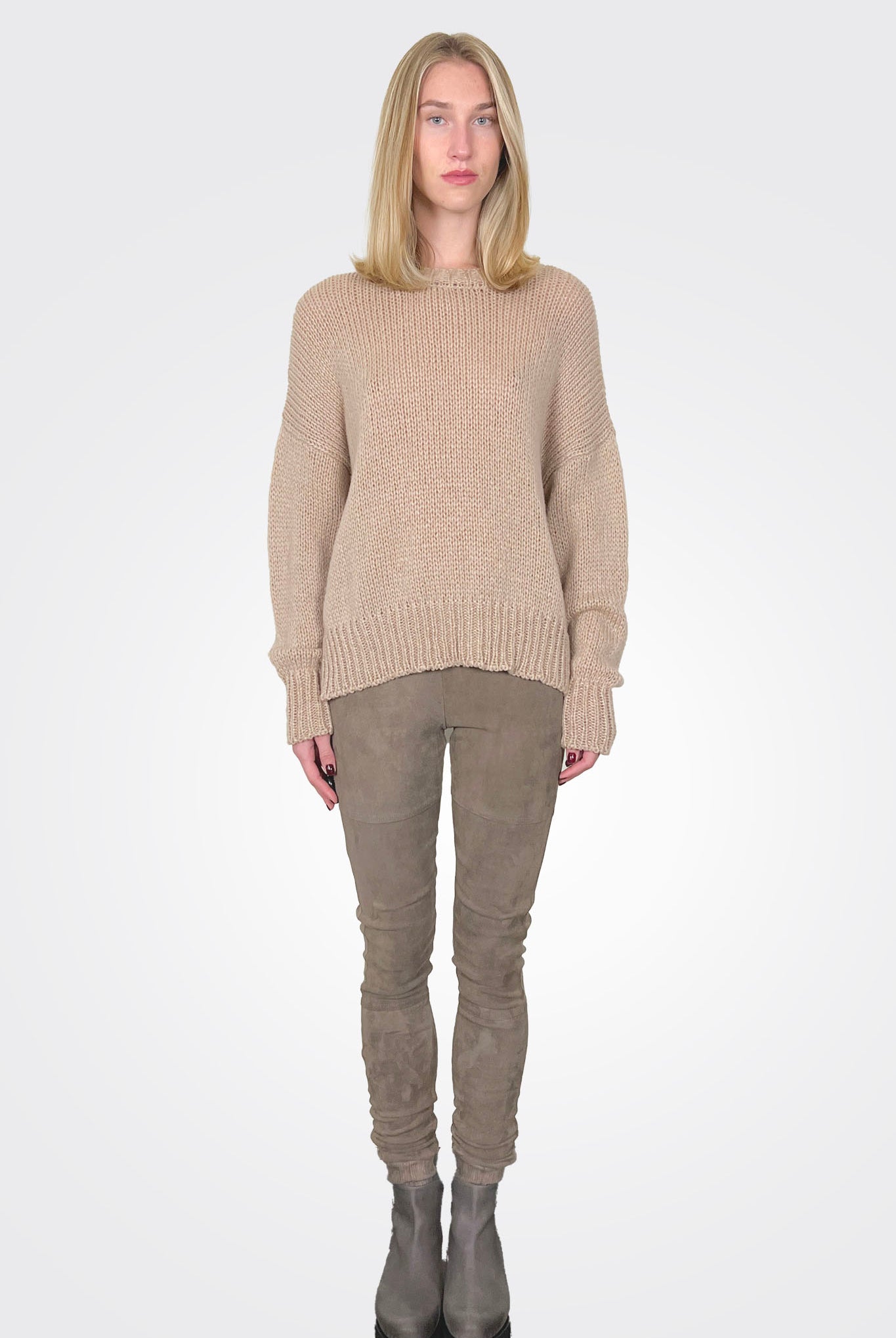 Oversize Knit Sweater - Tan by Private 0204 — alternate view