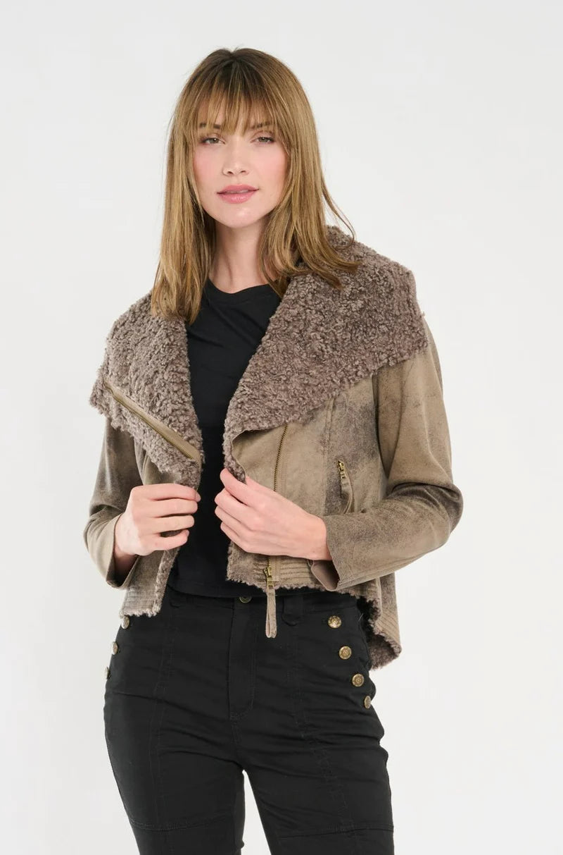 Wylder Shearling Jacket - Taupe by Marrakech — alternate view