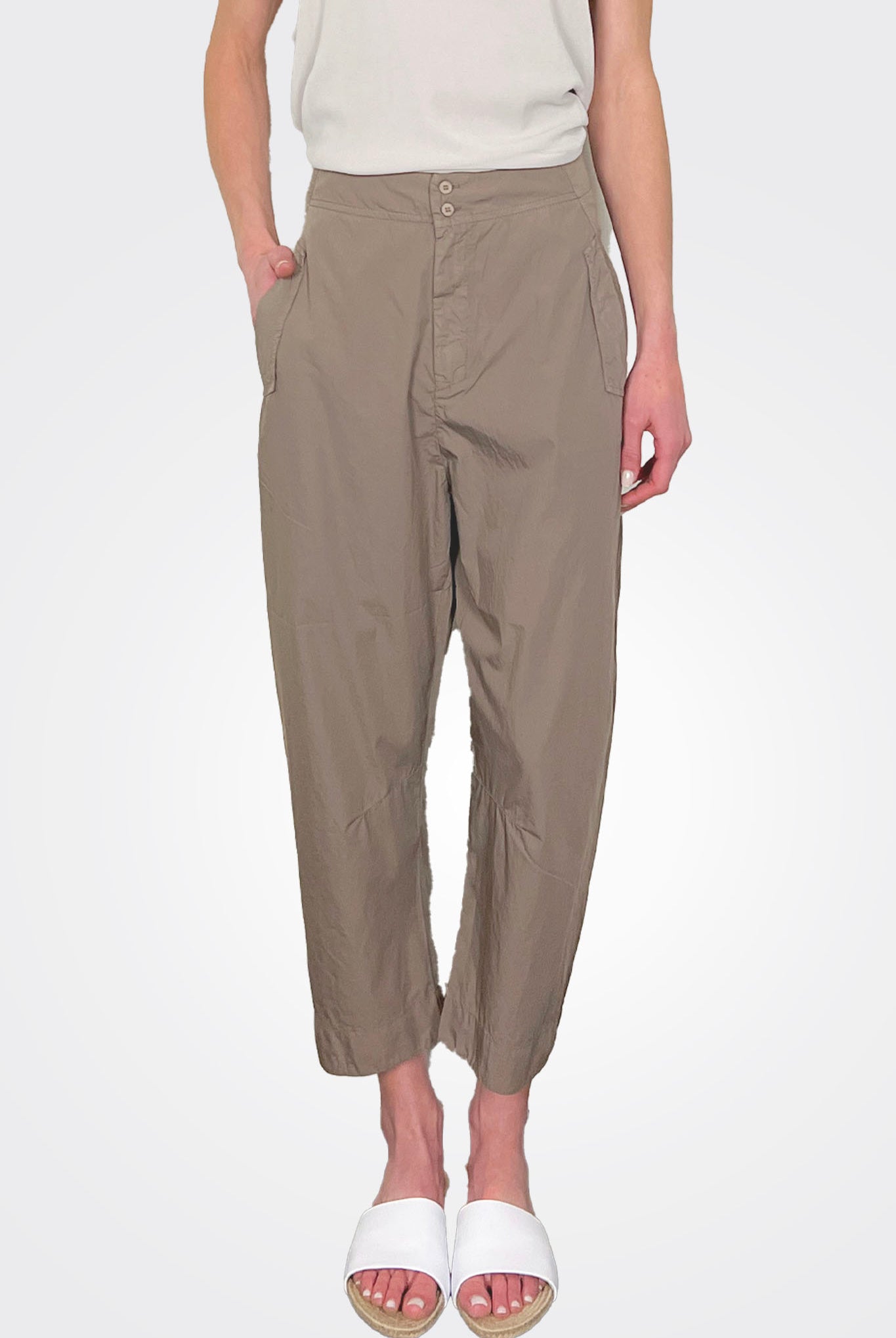 Comfort Fit Light Cotton Trousers - Taupe by Transit Par-Such — alternate view