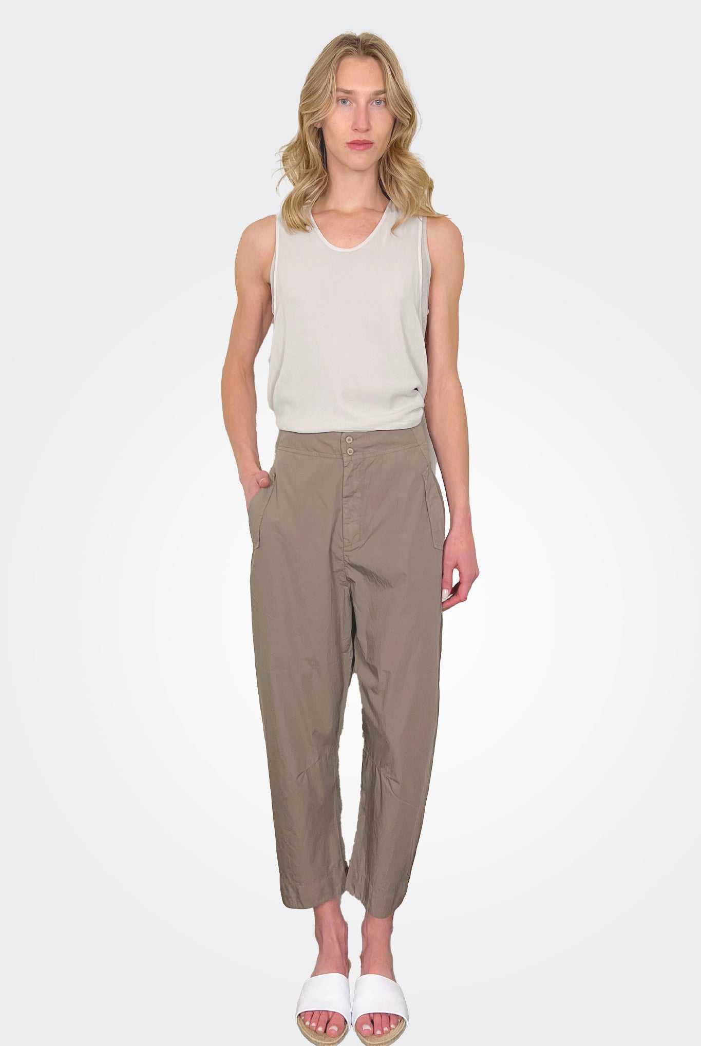 Comfort Fit Light Cotton Trousers - Taupe by Transit Par-Such | 25 South Boutiques