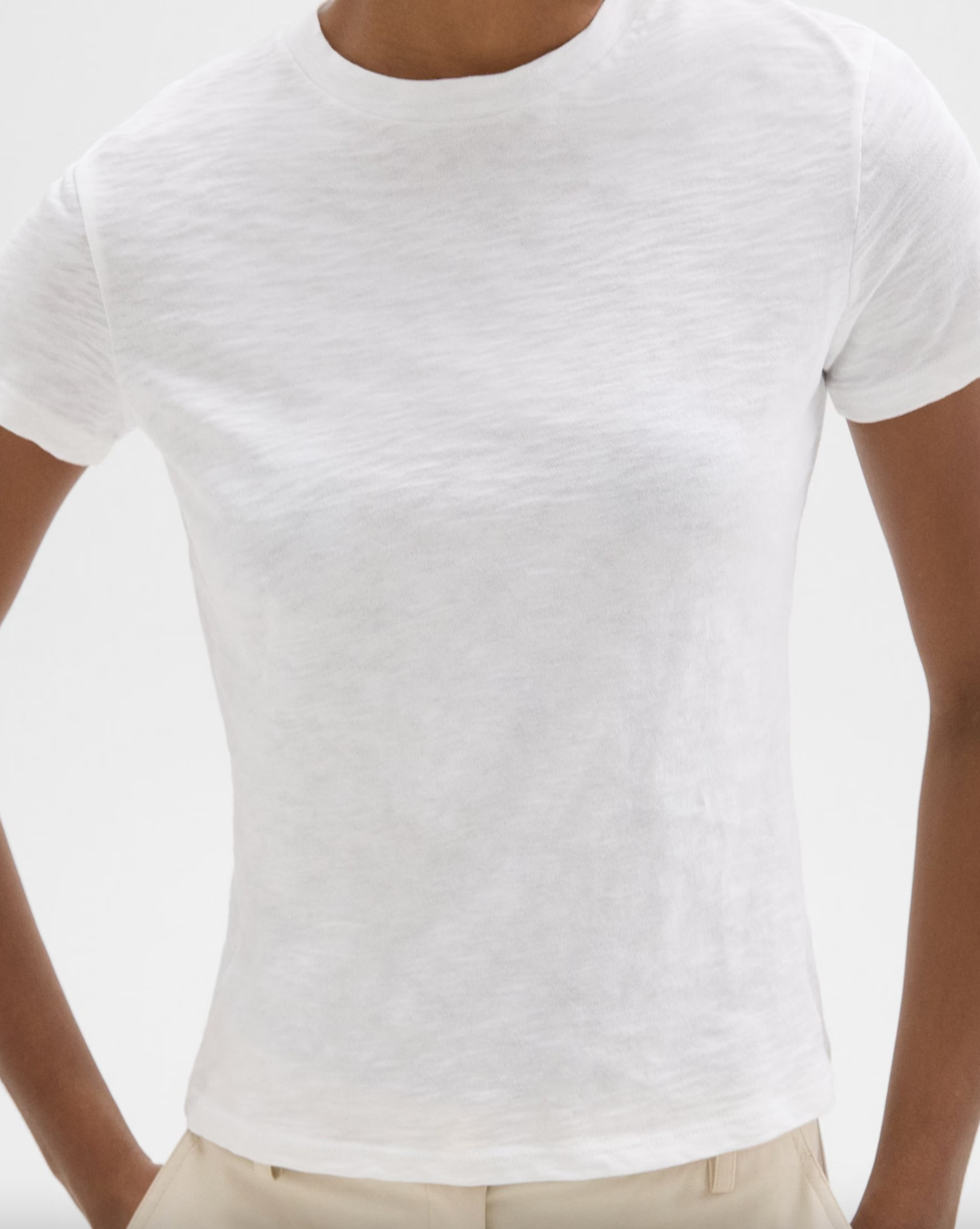 Organic Slub Cotton Tiny Tee - White by Theory — view 3