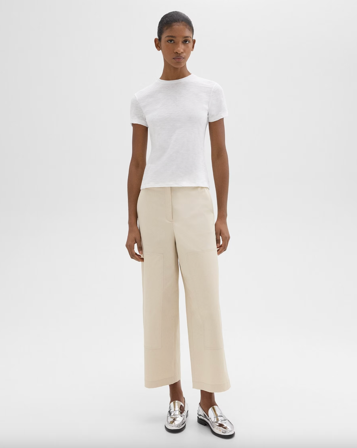 Organic Slub Cotton Tiny Tee - White by Theory — view 4