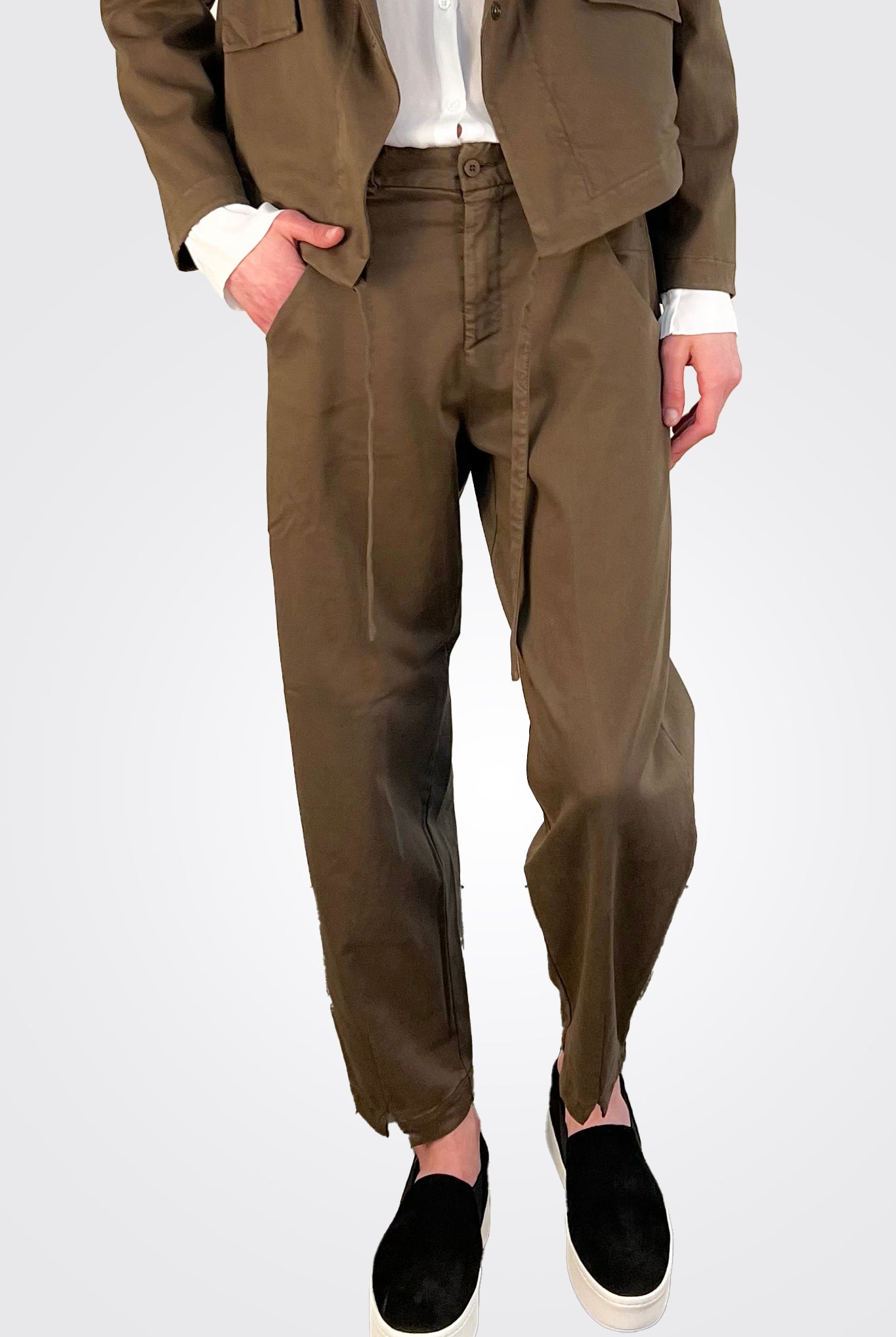Regular Fit Button Trousers - Chocolate by Transit Par-Such — alternate view
