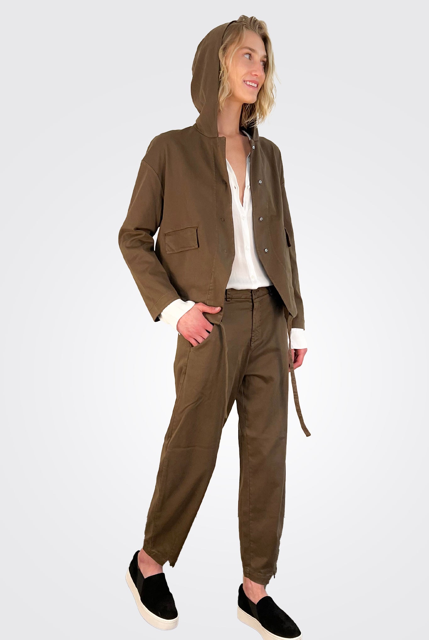 Regular Fit Button Trousers - Chocolate by Transit Par-Such | 25 South Boutiques