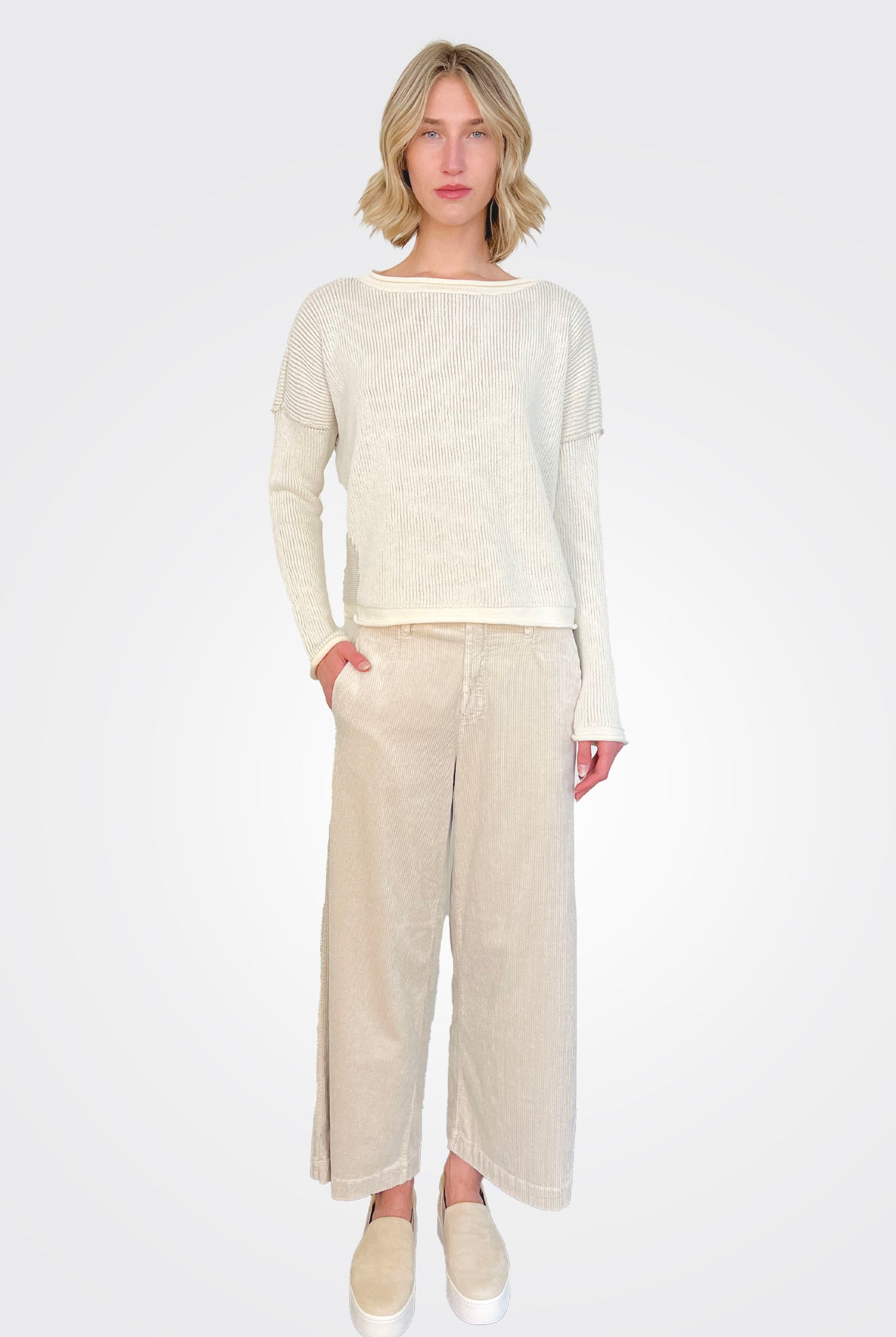 Wide Leg Corduroy Trousers - Sand by Transit Par-Such | 25 South Boutiques