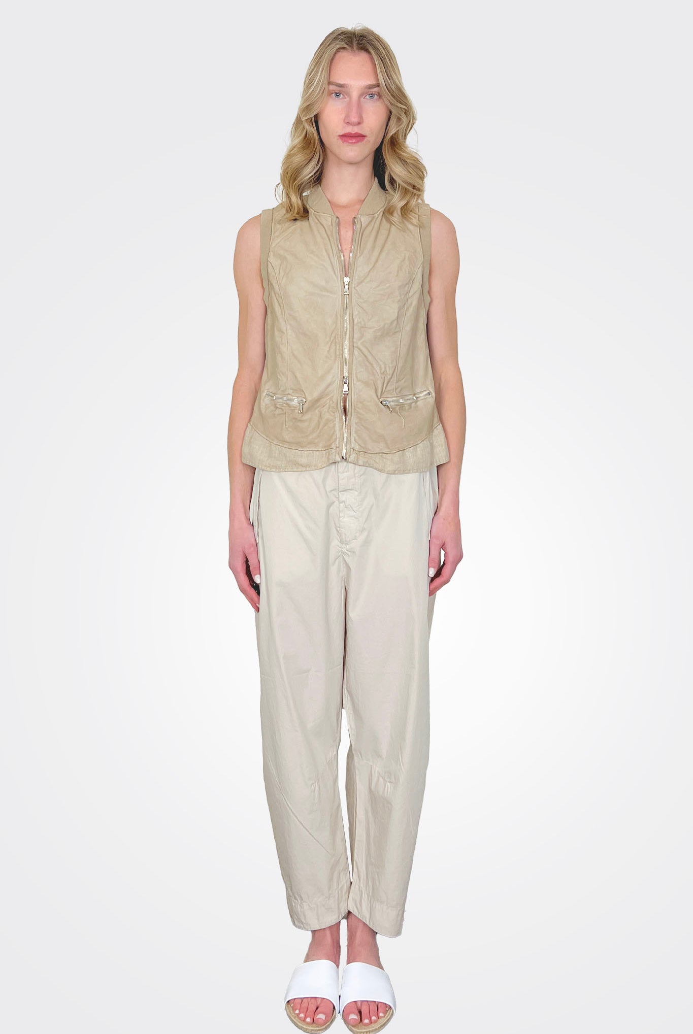 Slim Fit Leather Vest - Nut by Transit Par-Such — alternate view