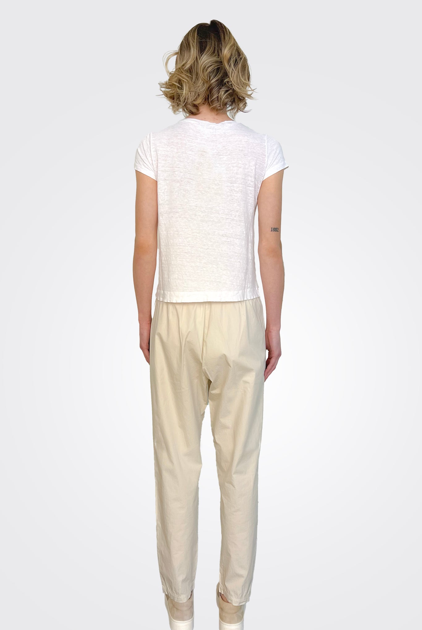 Cotton Stretch Waist Trousers - Ivory by Transit Par-Such — view 4