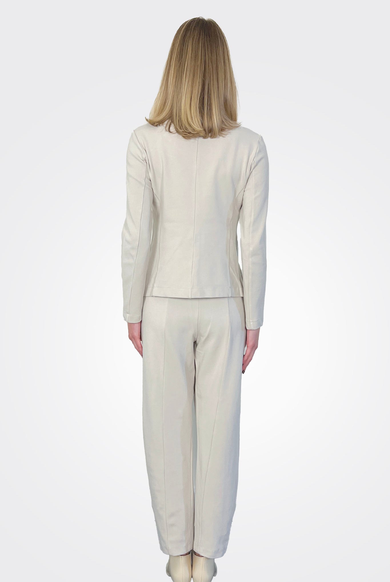 Collarless Structured Jacket - Chalk by Transit Par-Such — view 4