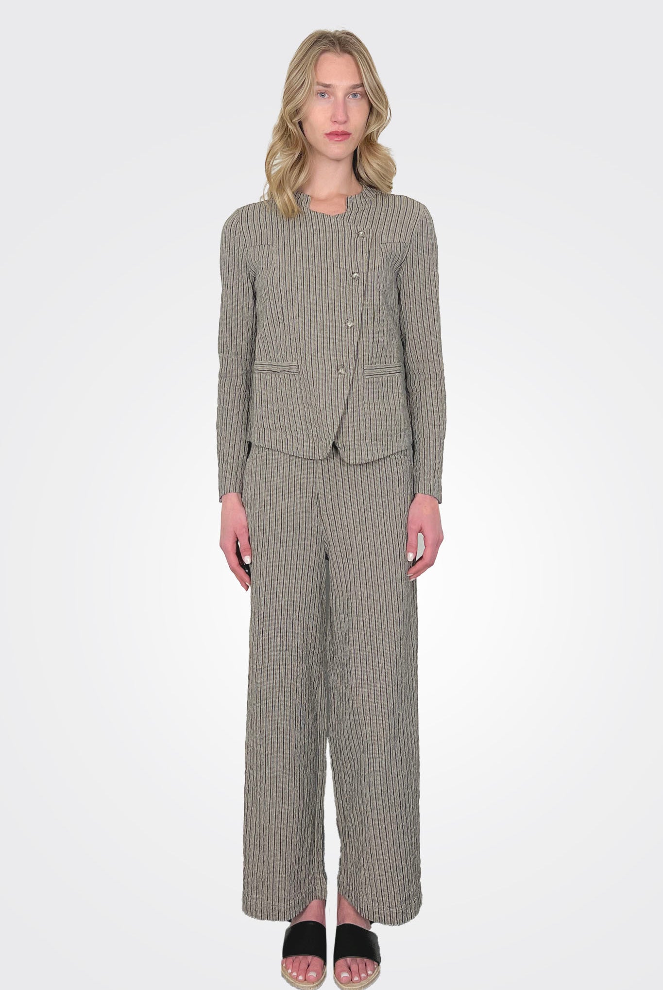 Wide-Leg Embossed Trousers - Taupe by Transit Par-Such | 25 South Boutiques