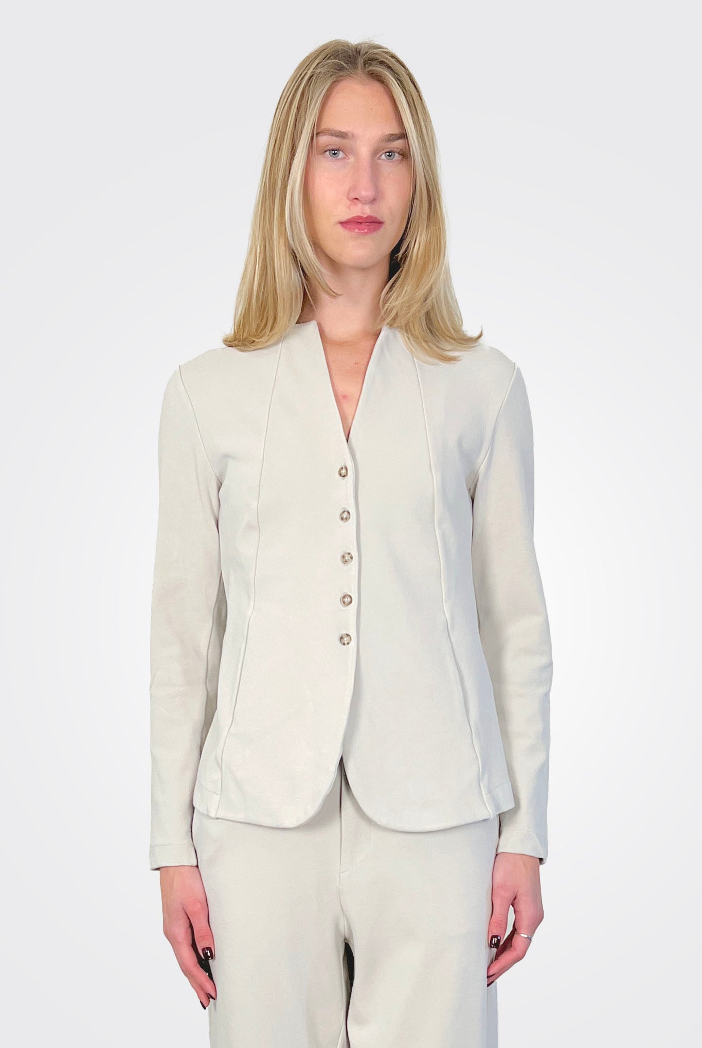 Collarless Structured Jacket - Chalk by Transit Par-Such | 25 South Boutiques