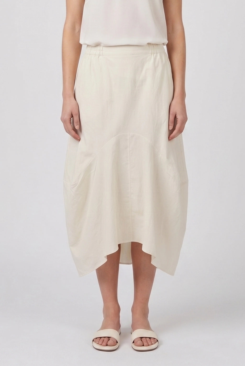 Cotton Elastic Waist Midi Skirt - Sand by Transit Par-Such — alternate view