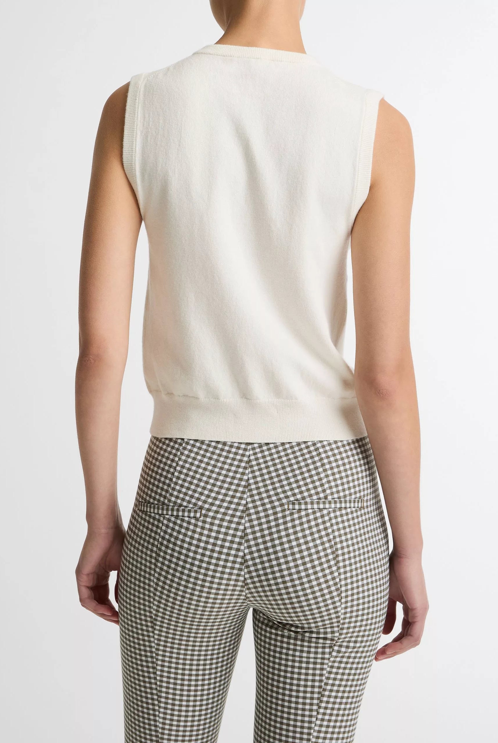 Cotton & Cashmere-Blend Button-Front Shell - Off White by Vince — view 3