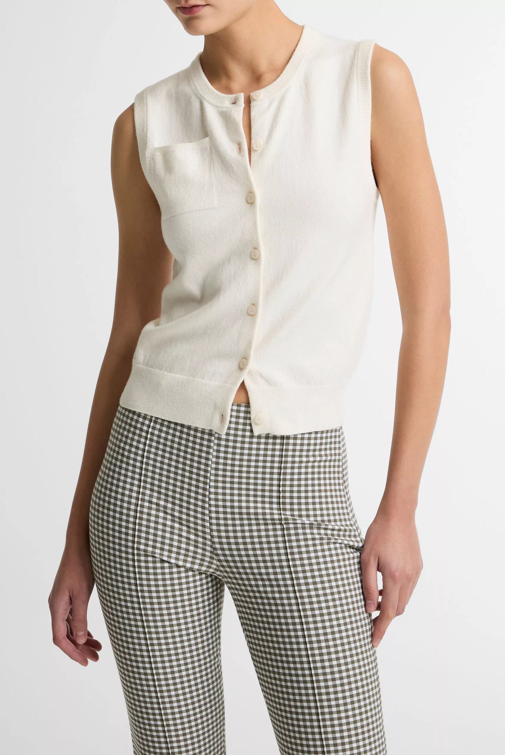 Cotton & Cashmere-Blend Button-Front Shell - Off White by Vince | 25 South Boutiques