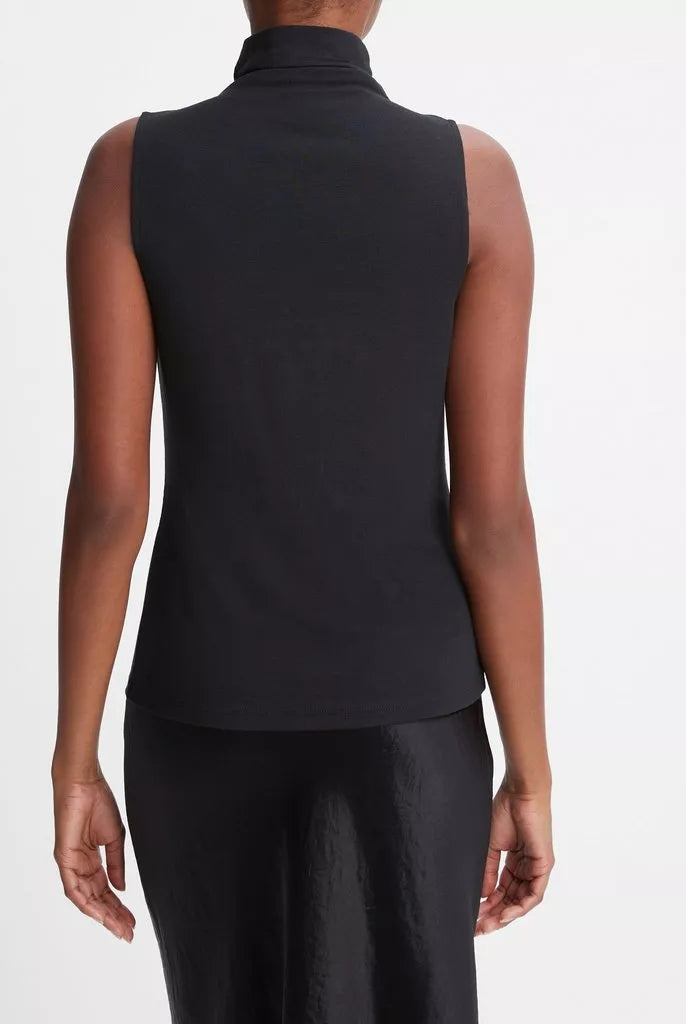 Sleeveless Turtleneck Top - Black by Vince — view 4