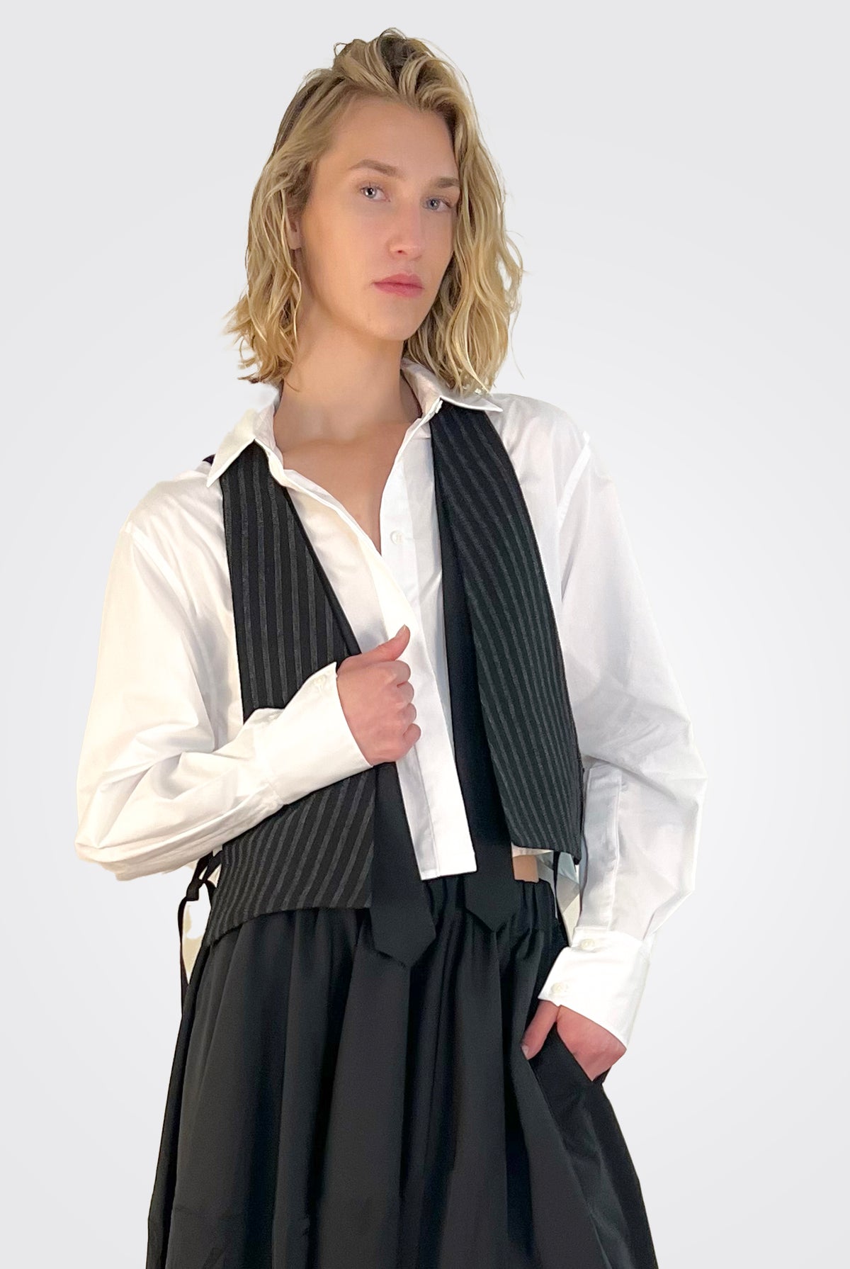 Pinstripe Vest - Nero by Malloni — alternate view