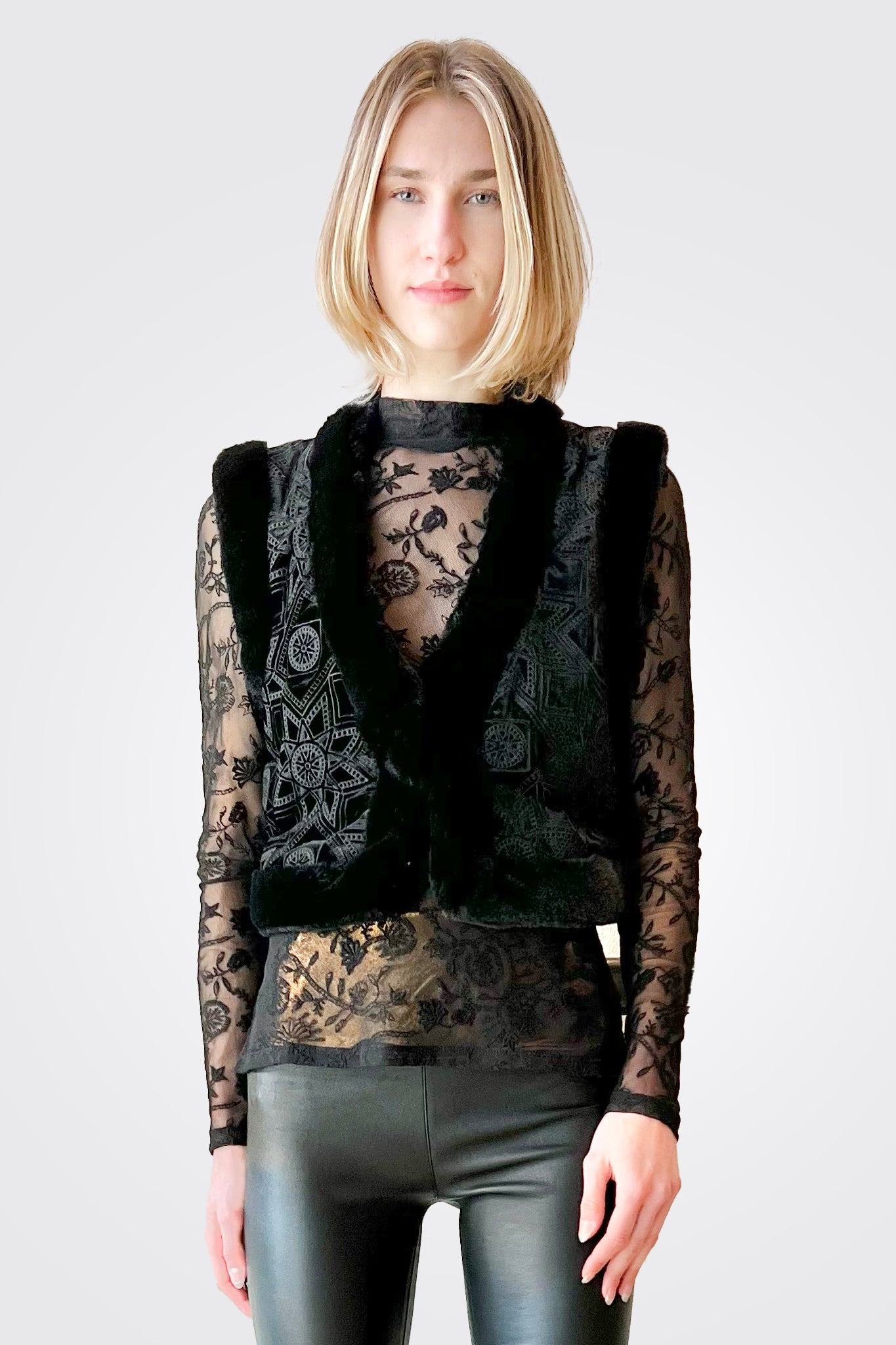Morningside Silk Vest - Black by Johnny Was — alternate view