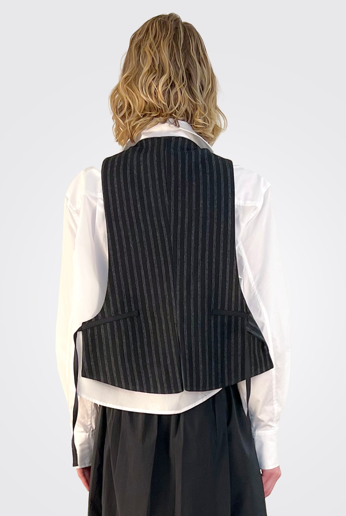Pinstripe Vest - Nero by Malloni — view 3