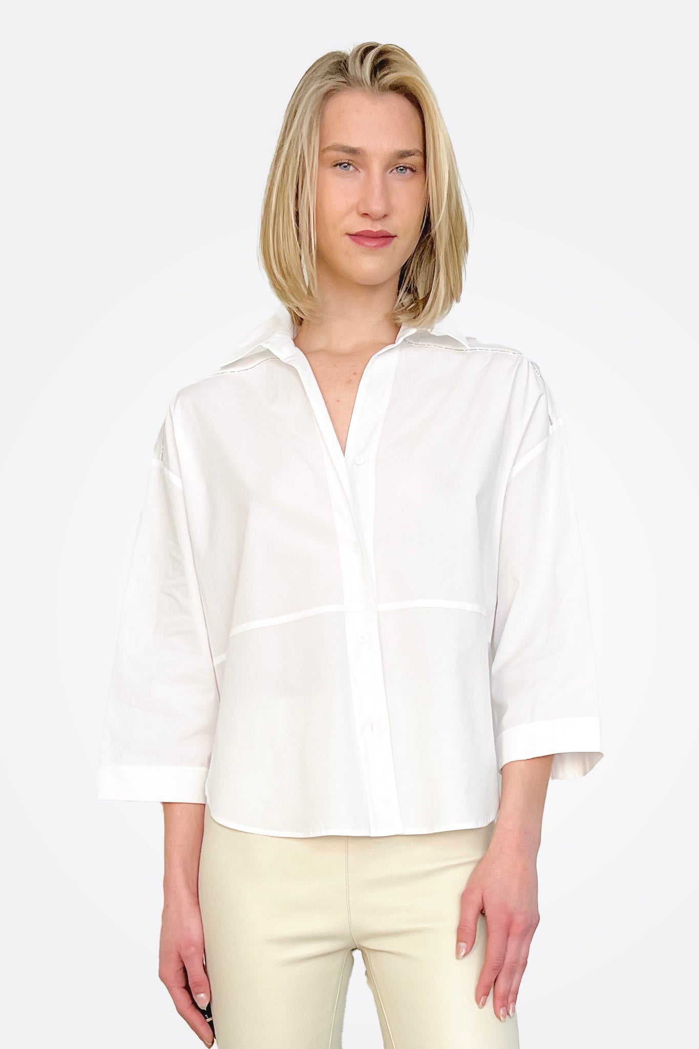 Flow Seam Blouse - White by Peserico — alternate view
