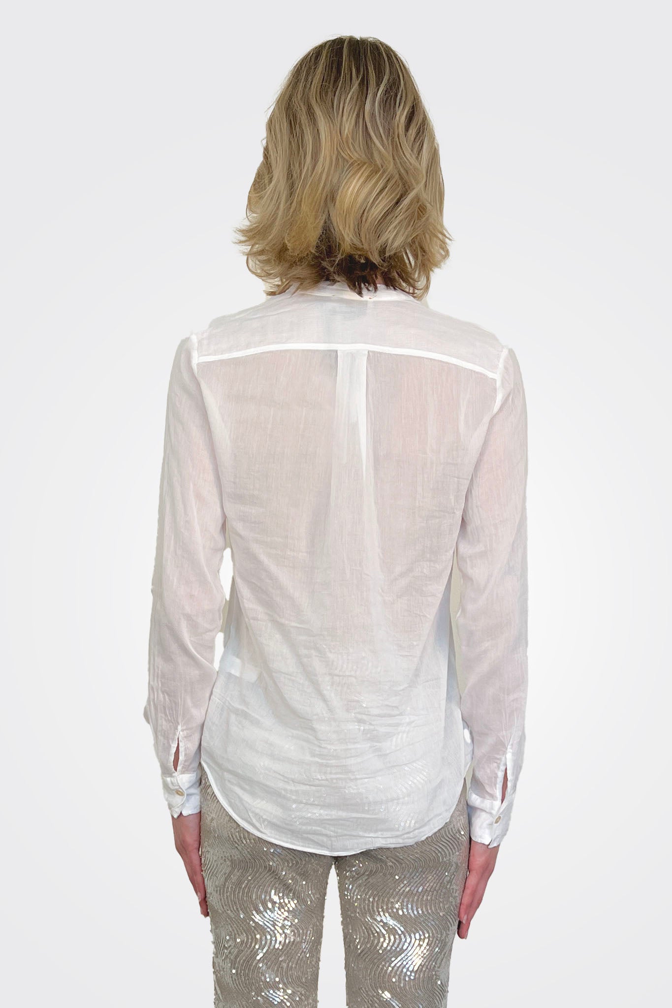 Mandarin Collar Shirt - Bianco by Forte Forte — view 5