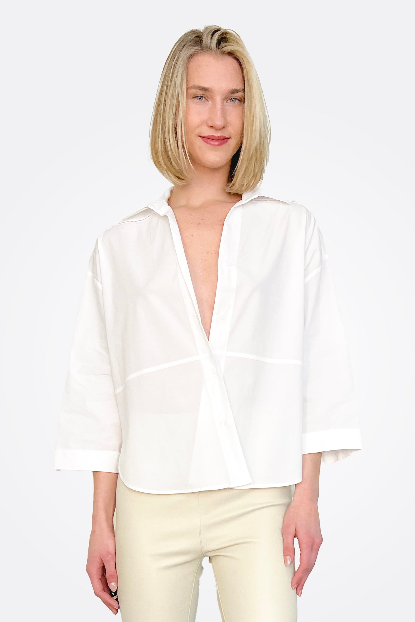 Flow Seam Blouse - White by Peserico | 25 South Boutiques